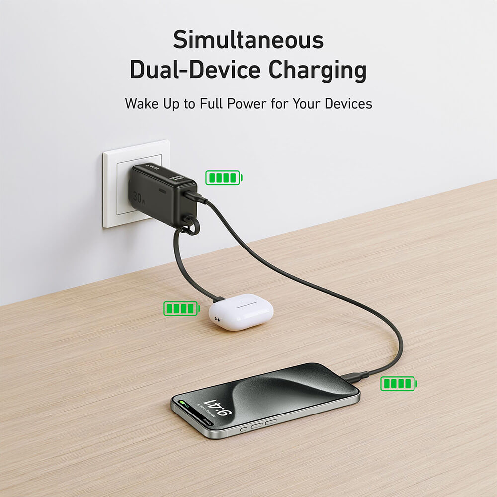 3-in-1 Power Bank 30W Fusion Built-In USB-C Cable