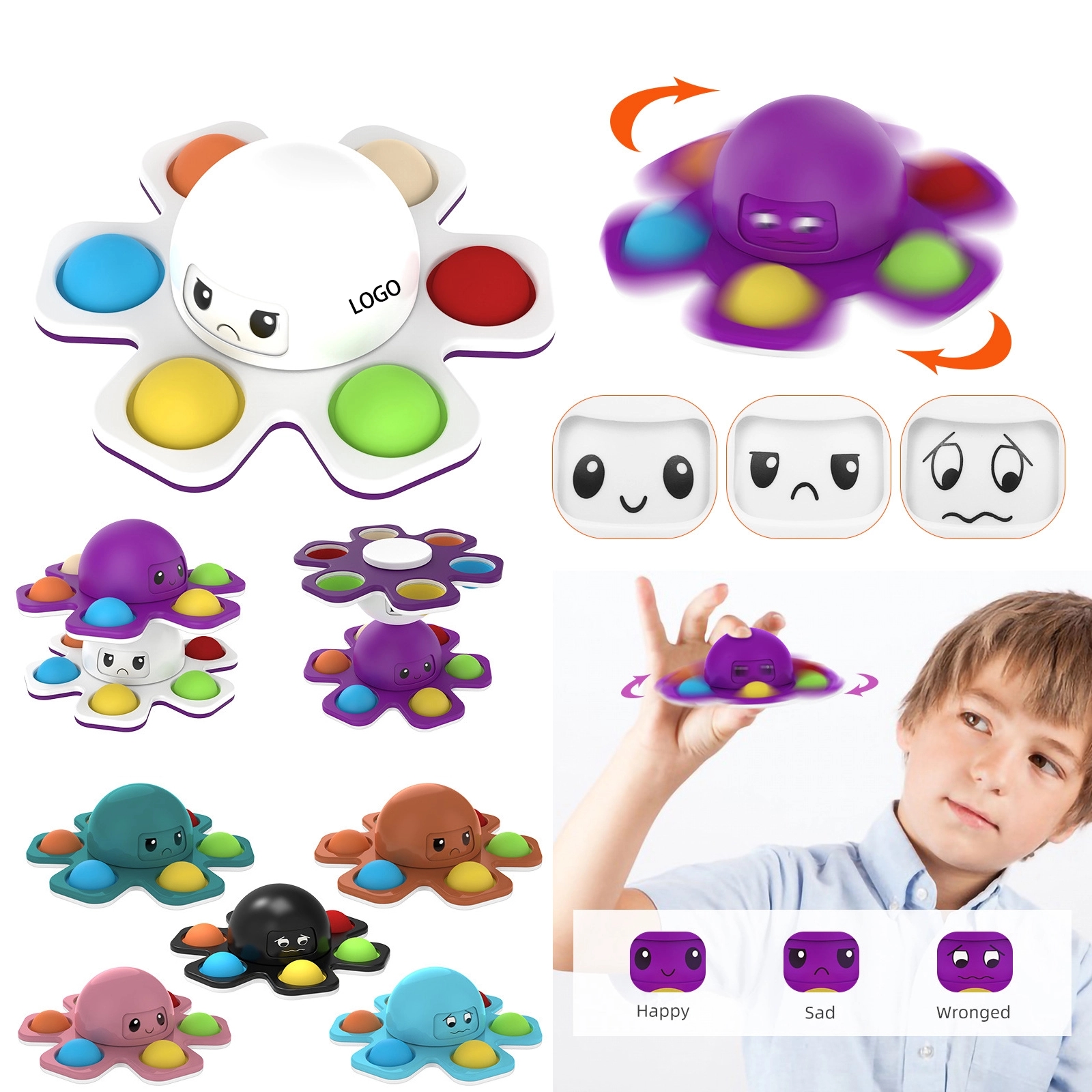 Face-Changing Octopus Bubble Decompression Toy 3