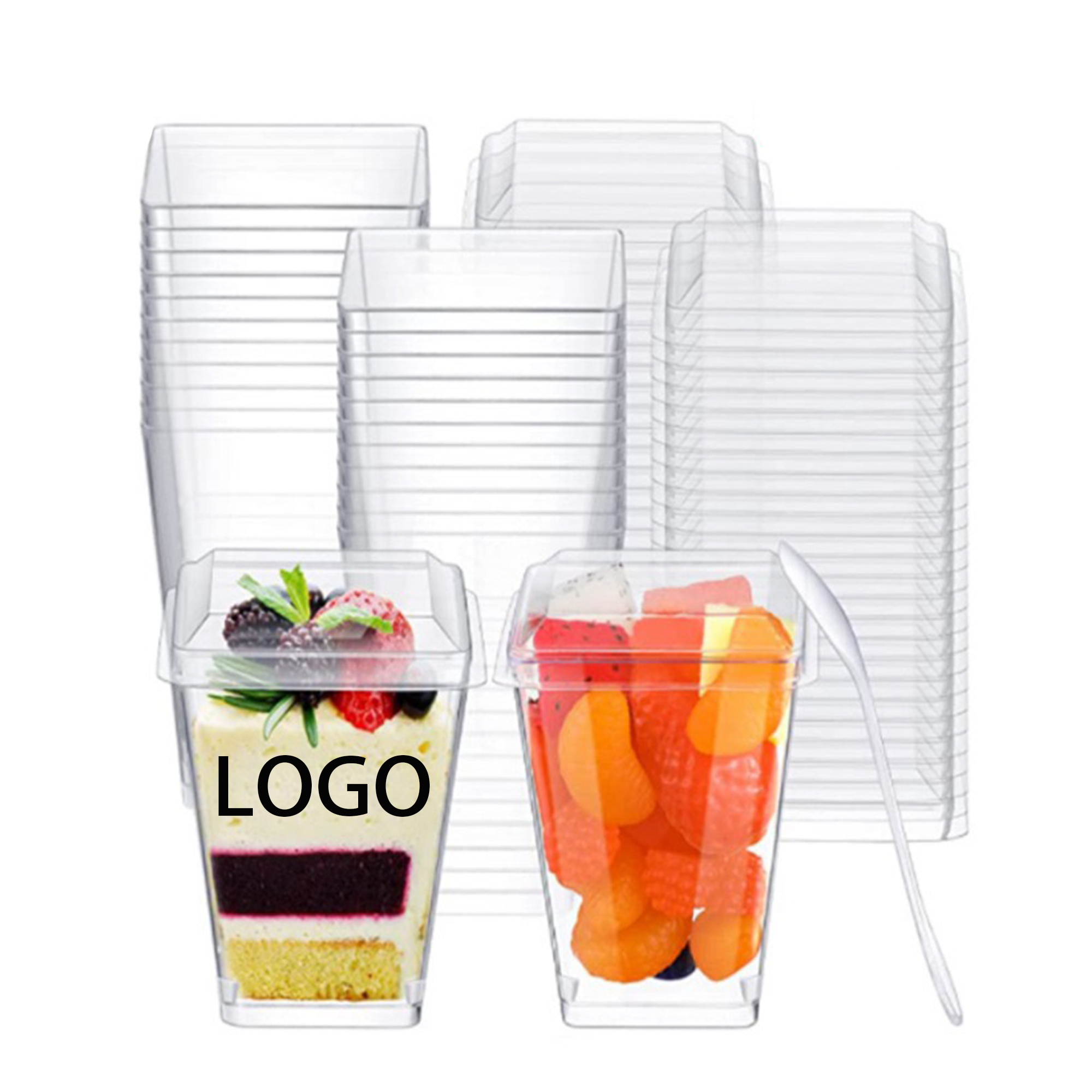 5 Oz Plastic Dessert Cups with Lids MOQ 10pcs, custom paper cup with logo imprint 3