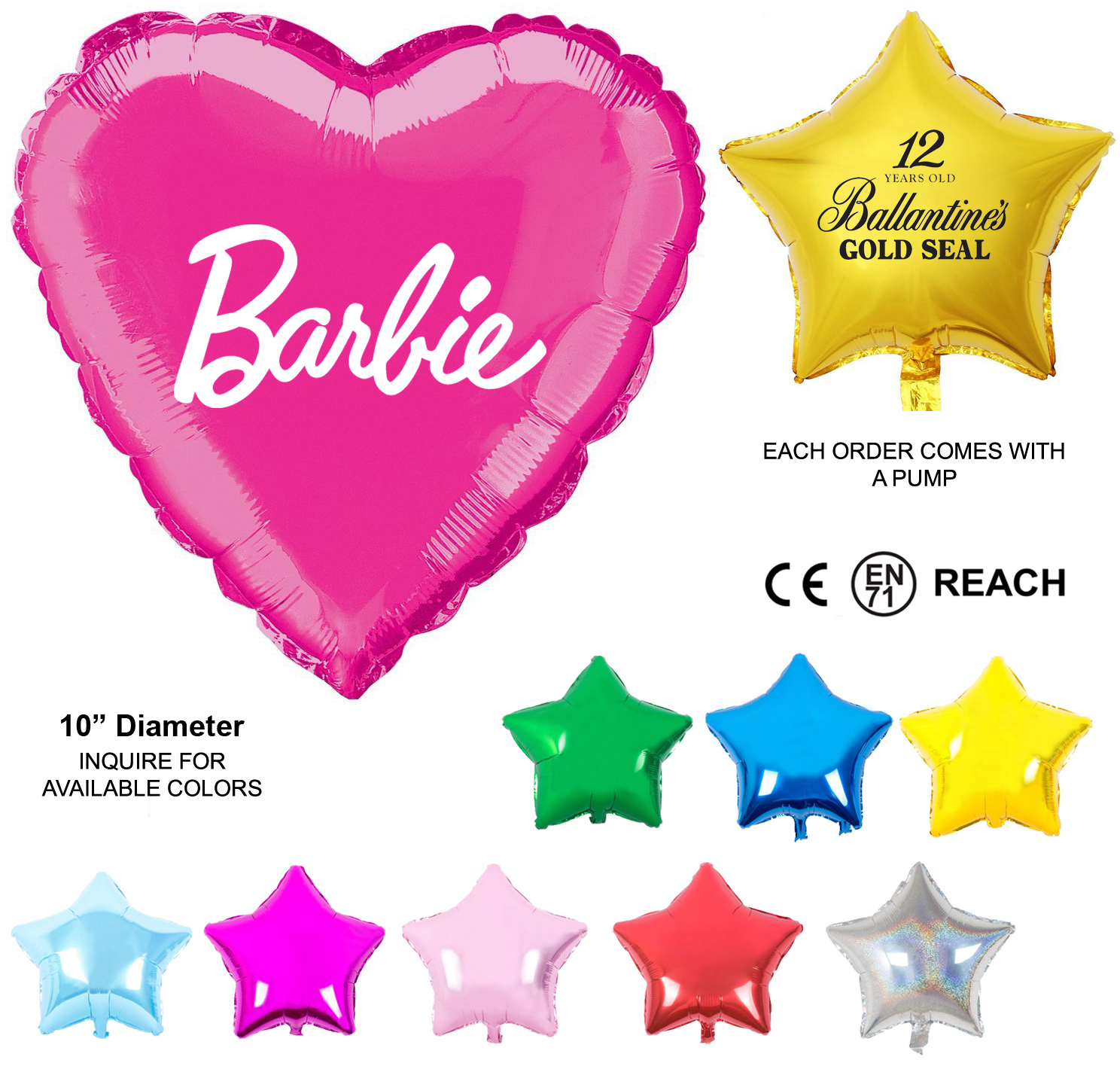 Mylar Balloon - 10" - Heart Or Star Shaped 8