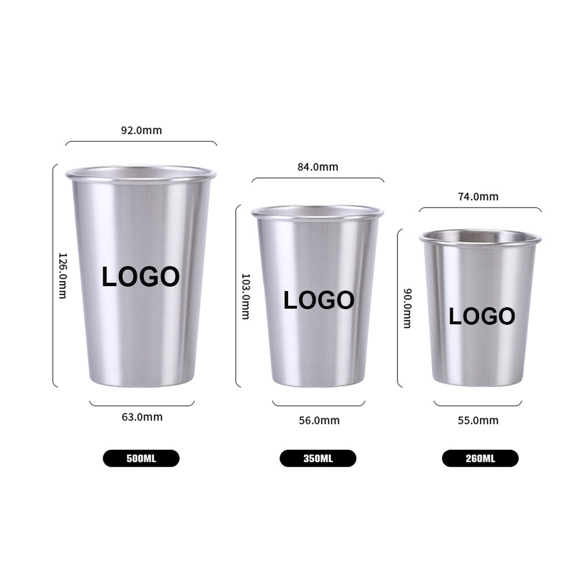 Stainless Steel Pint Cups 2