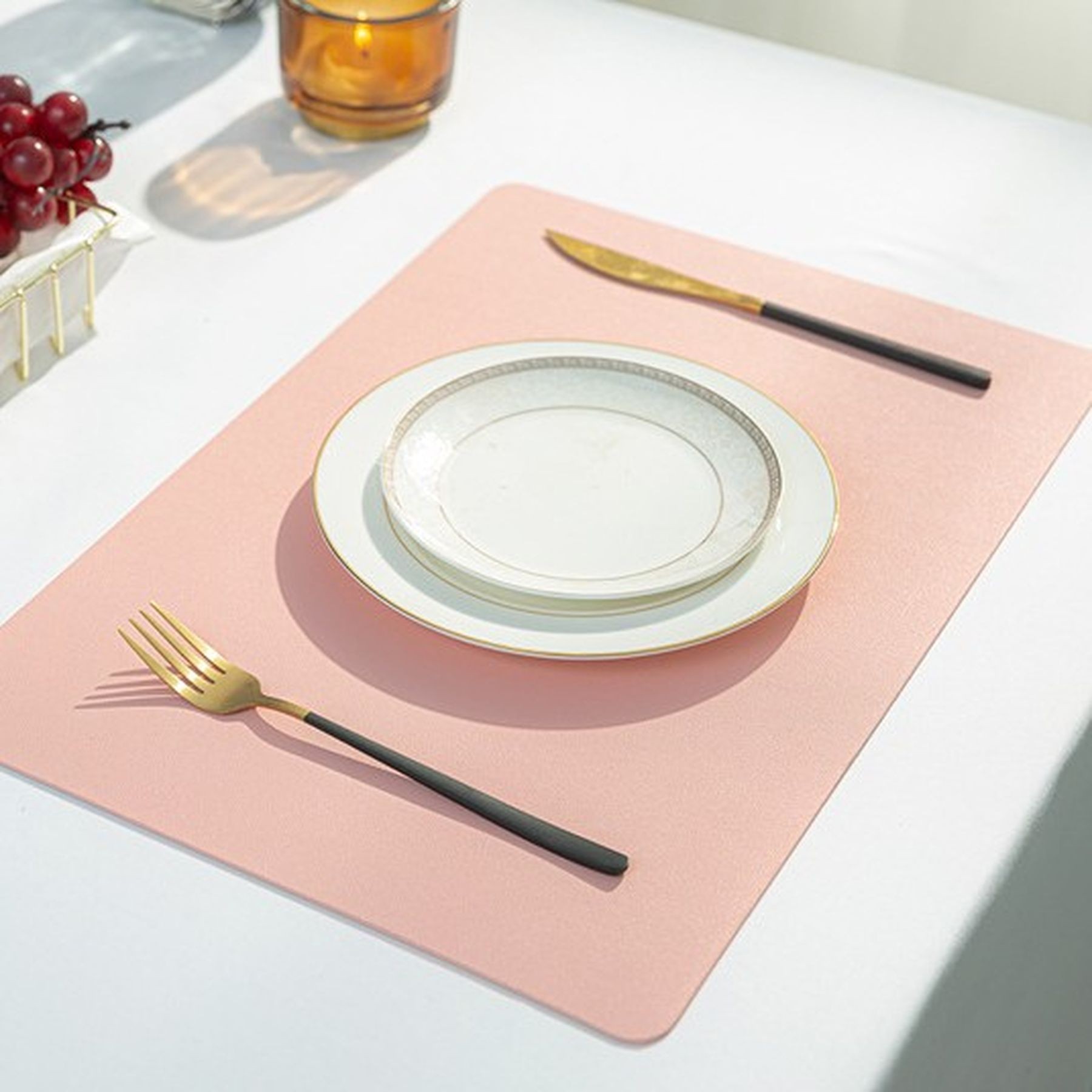 Heat Resistant Faux Leather Dual Side Dining Table Placemat 2