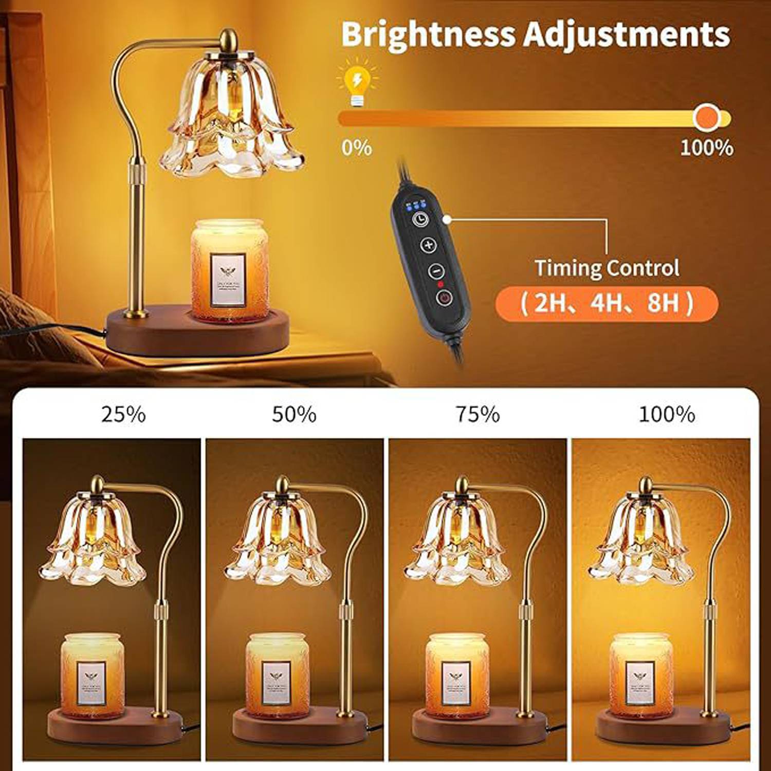 Adjustable Height Dimmable Candle Warmer Lamp 4