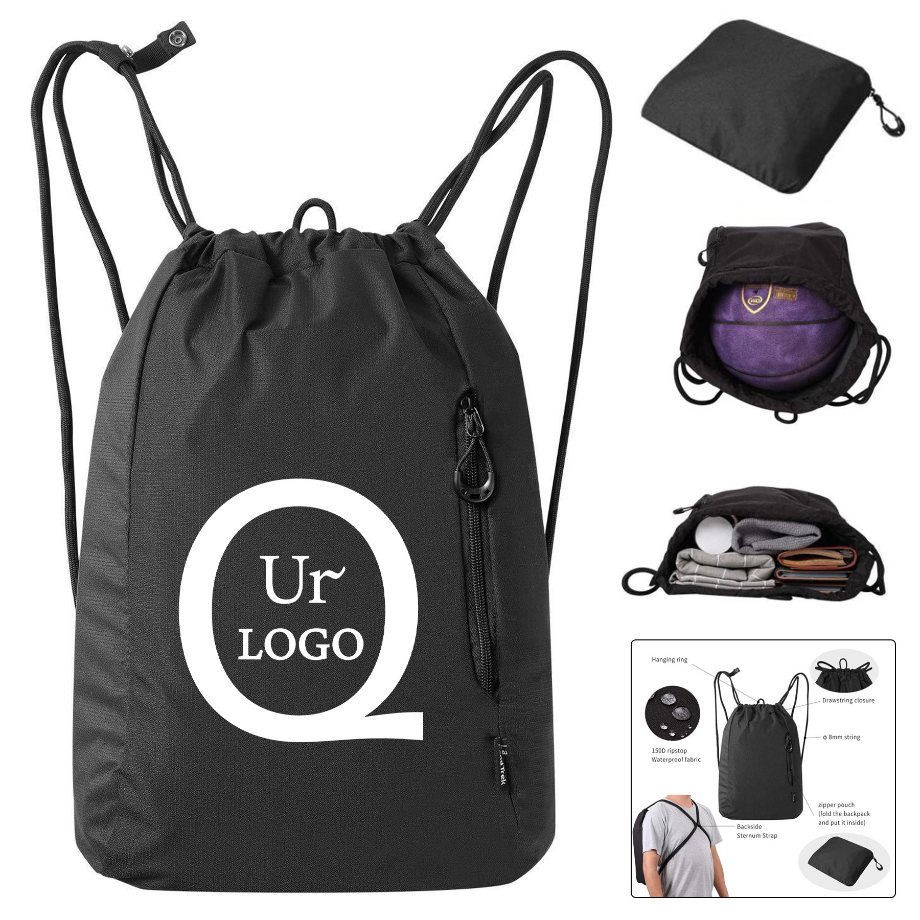 14.57X18.11 Inch Terylene Drawstring Backpack