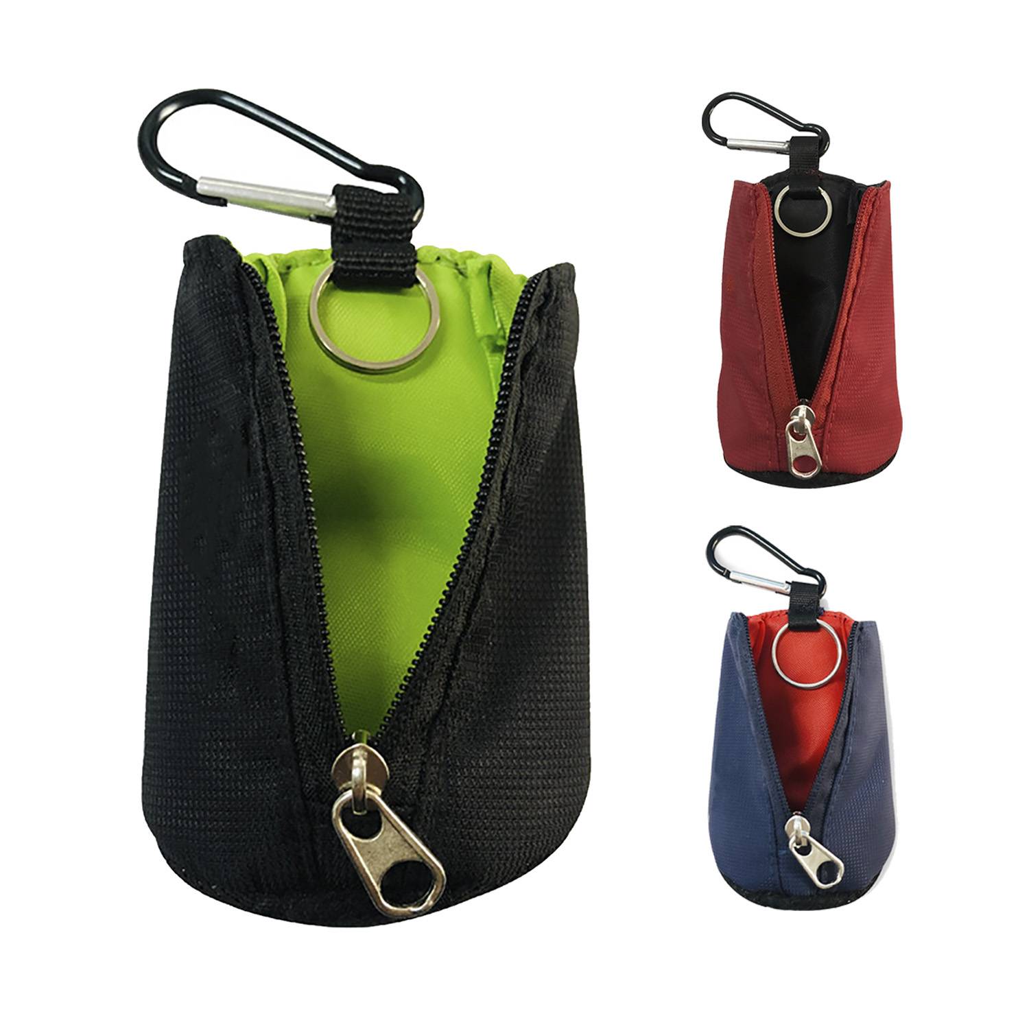 Mini Polyester Golf Ball Pouch w/ Carabiner 9