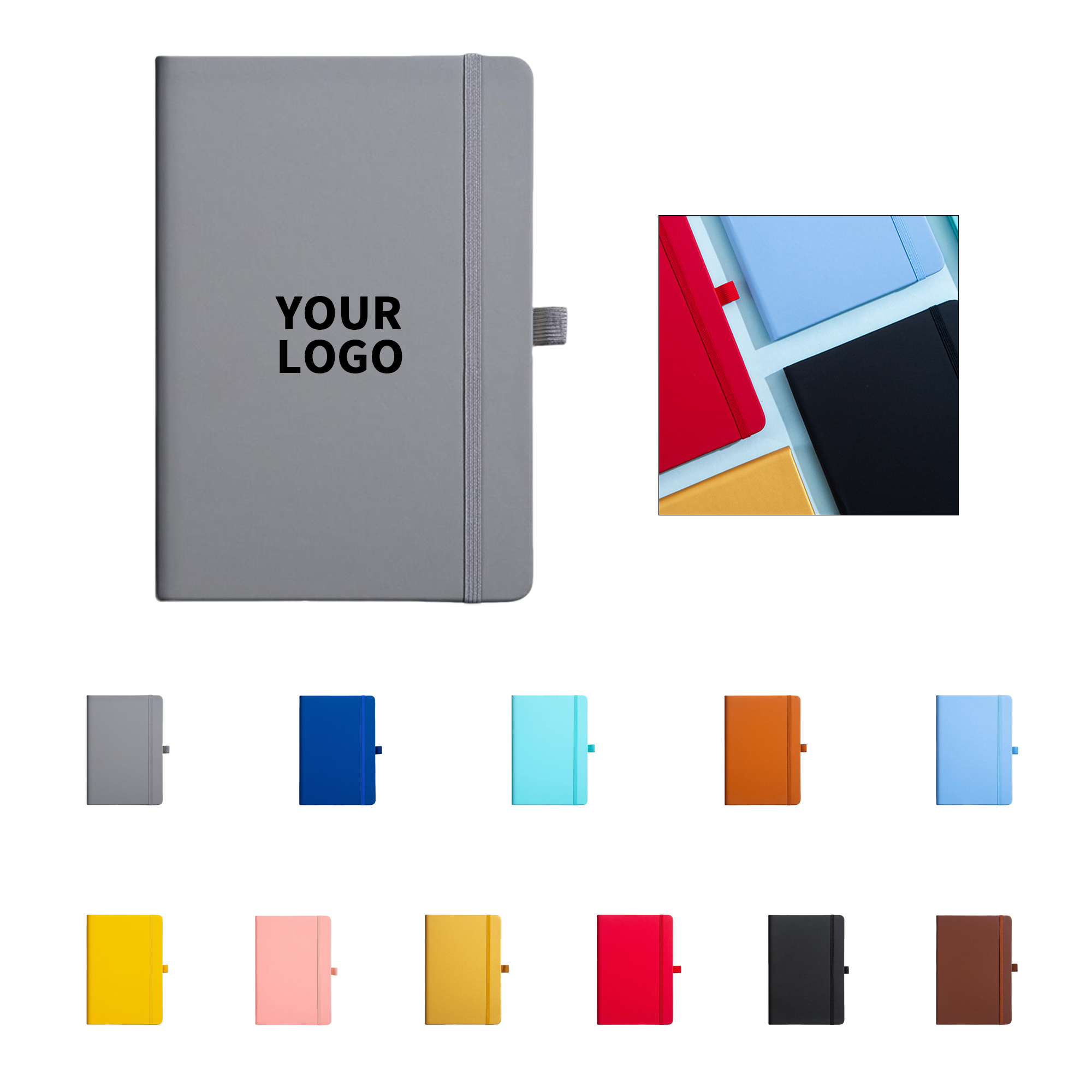 PU Leather A5 Notebook With Elastic Strap And 100 Sheets 7