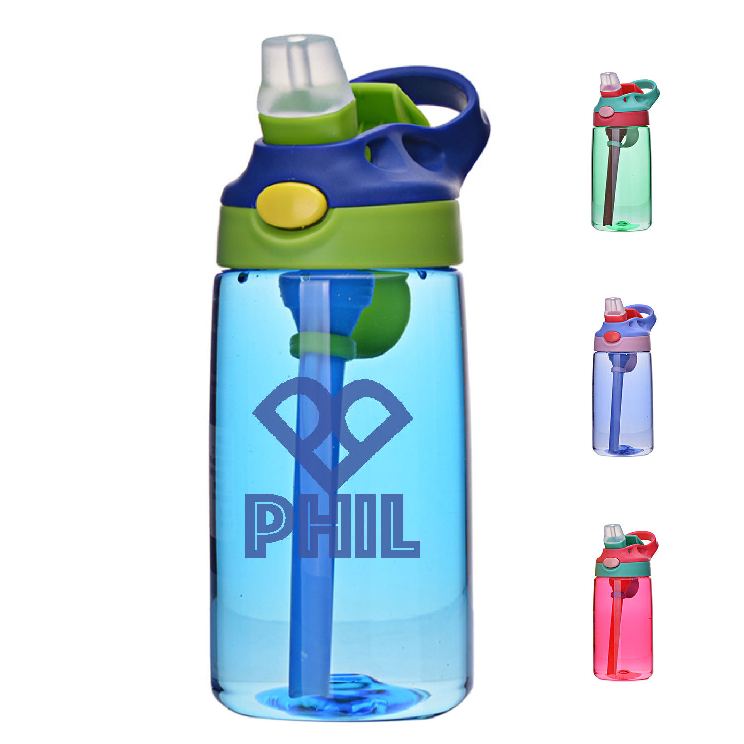 16 Oz. Bottle/Flip Up Spout & Straw 2