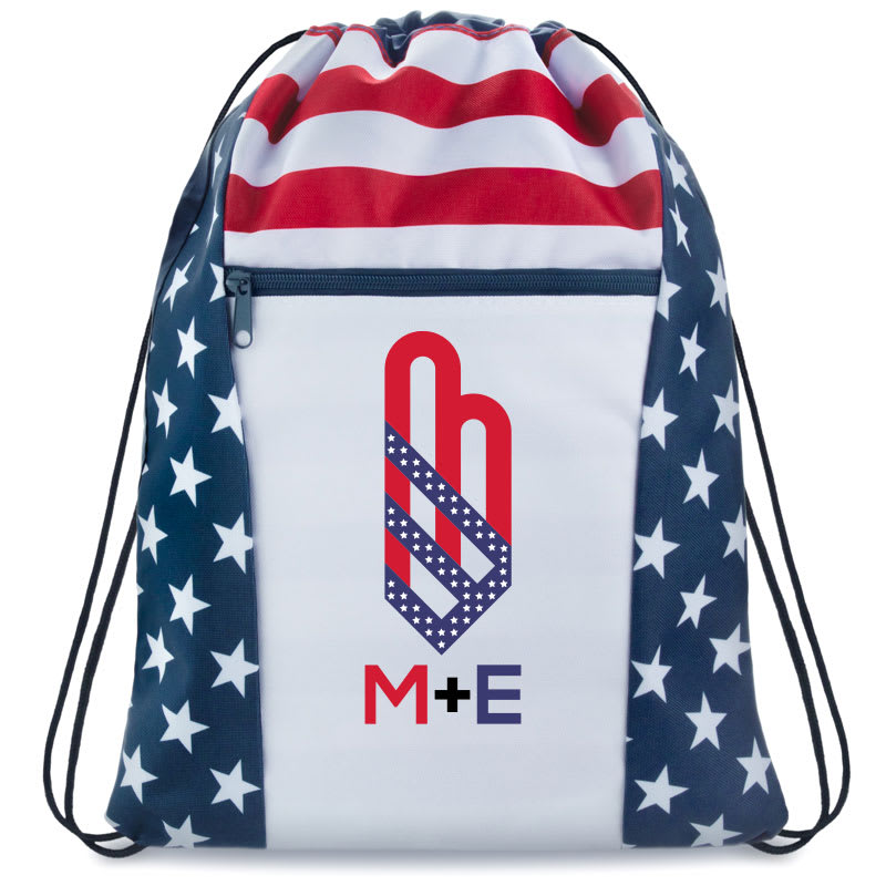 Custom American Flag Drawstring Tote Bags 1