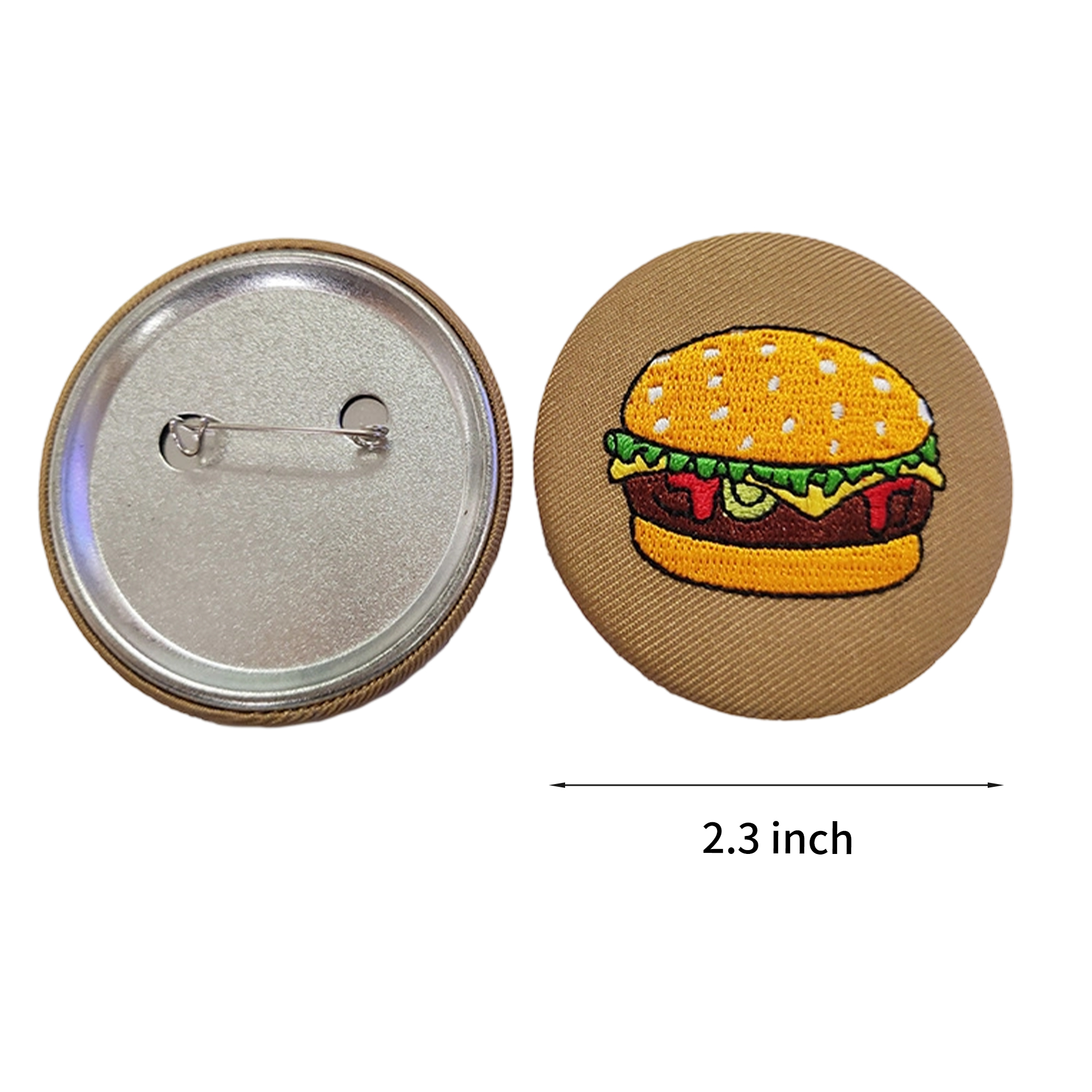 Embroidered Round Button Pin With Metal Backing 2.3" Diameter 4