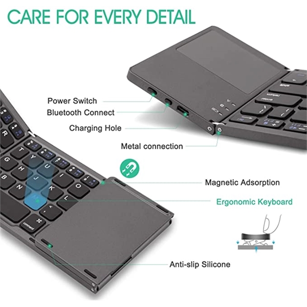 Foldable Bluetooth Keyboard with Touchpad 1