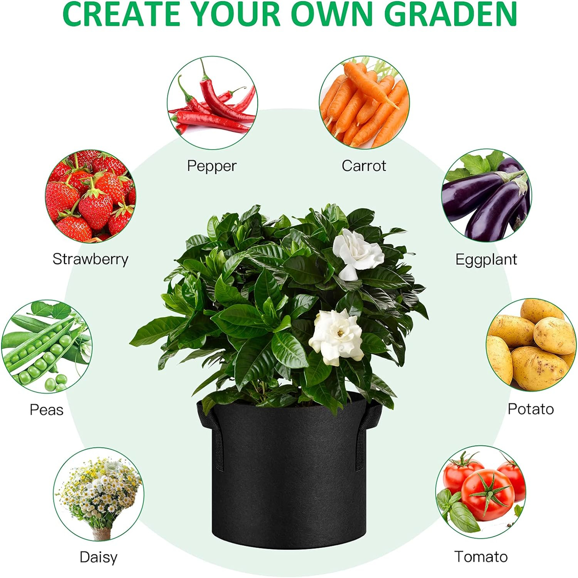 4 Pack 10 Gallon Thickened Fabric Grow Bags 1