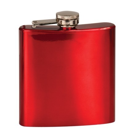 6oz Stainless Steel Flask - Glossy Red 1