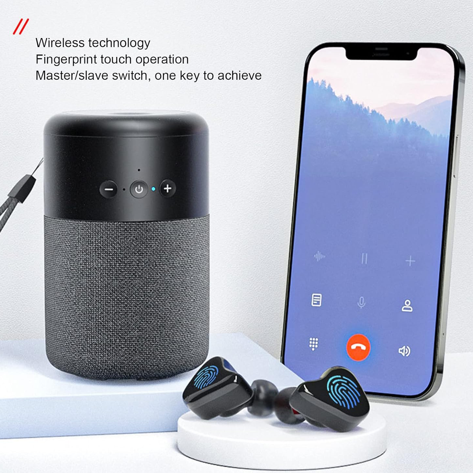 2" 1 Wireless Speaker and Earbuds with 360 Degree Surround Sound 3