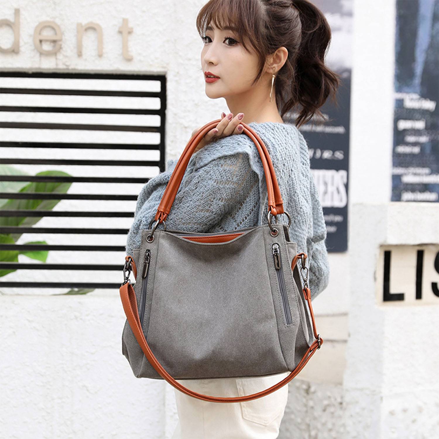 Large Capacity Simple Canvas Crossbody Bag 7