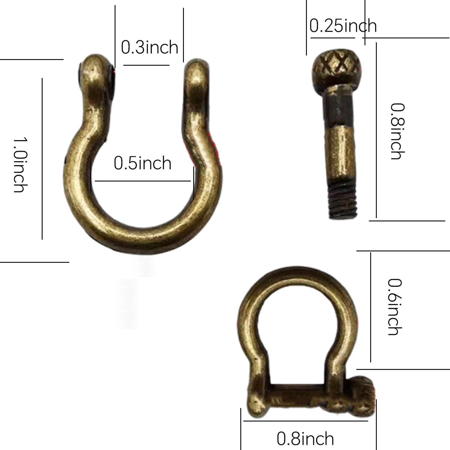 Vintage DIY Keychain Accessories Screw D-Ring Buckle 4