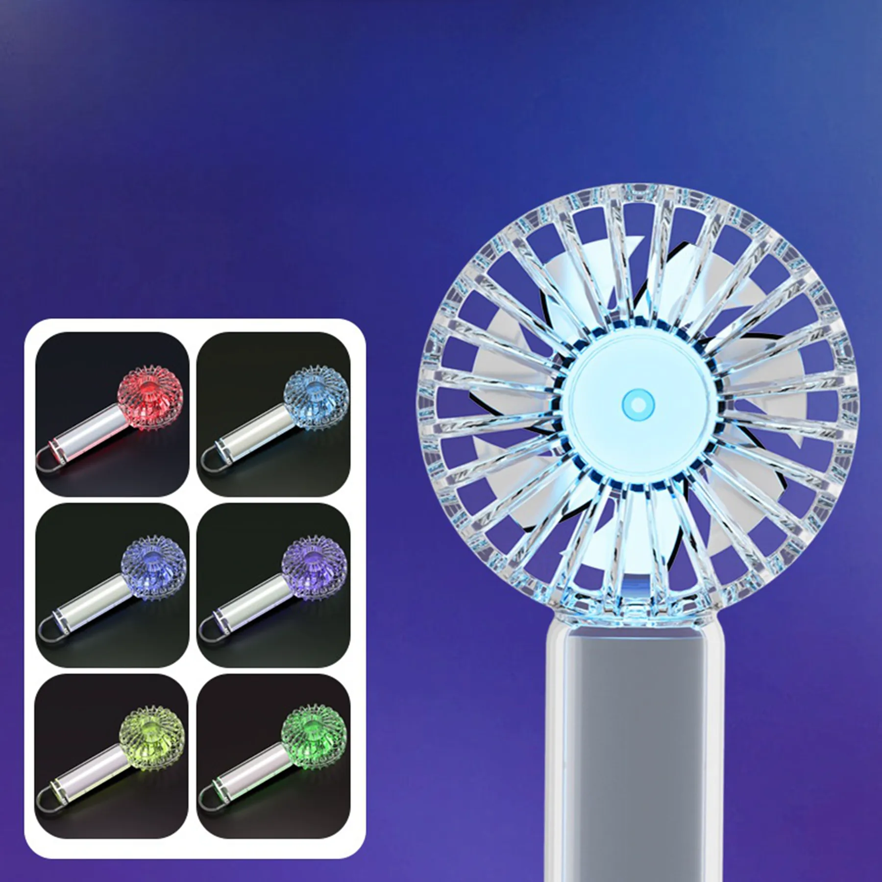 1200 mAh Clear Rechargeable Y53 Mini Hand Held Cooler Fan 5