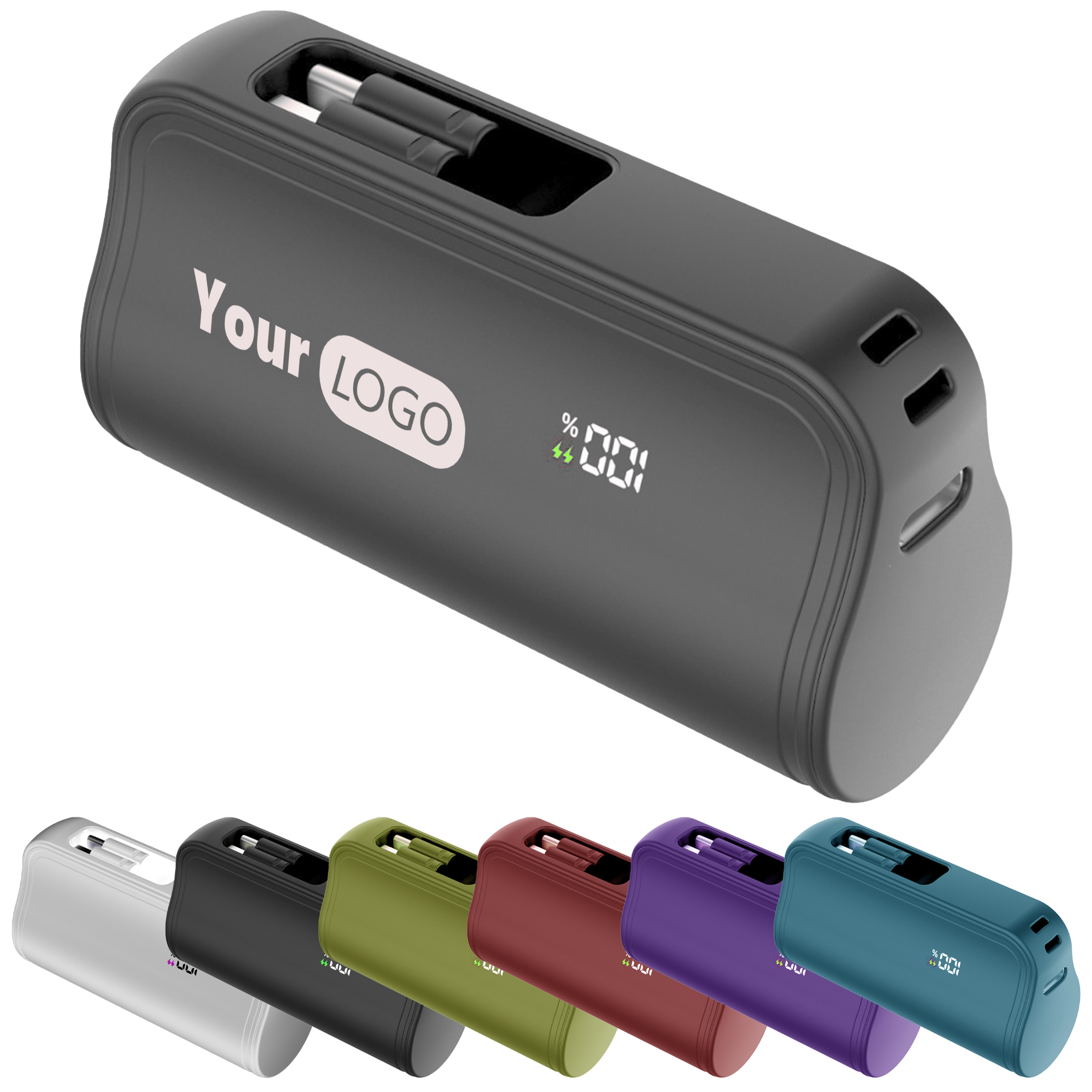 Abs Compact Power Bank With Built-In Cables And Led Display 3