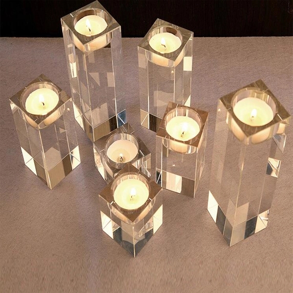 Square Clear Crystal Candle Holder 15
