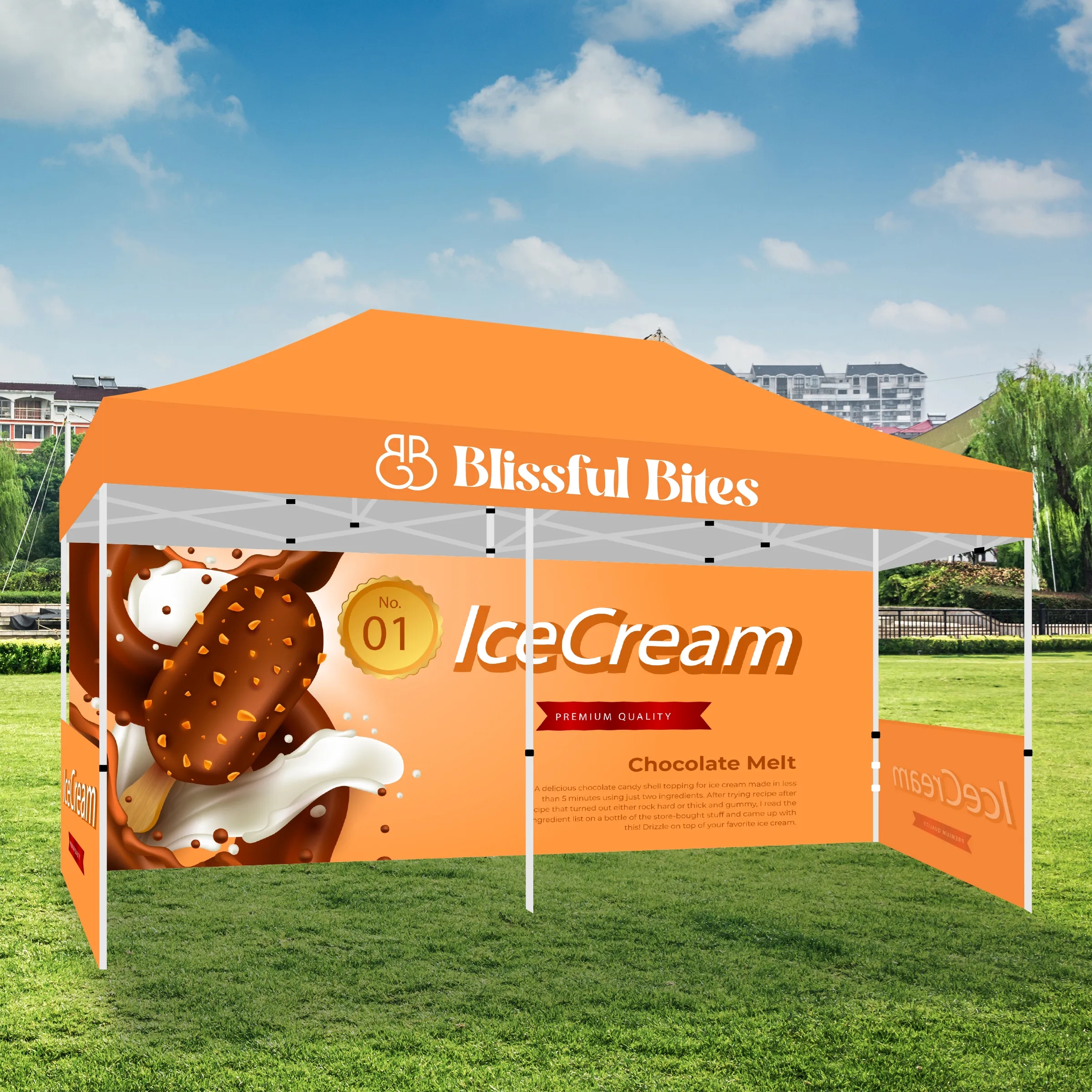 10x20 Premium Tent w/ Full Color Canopy, Back Wall, and Side 6