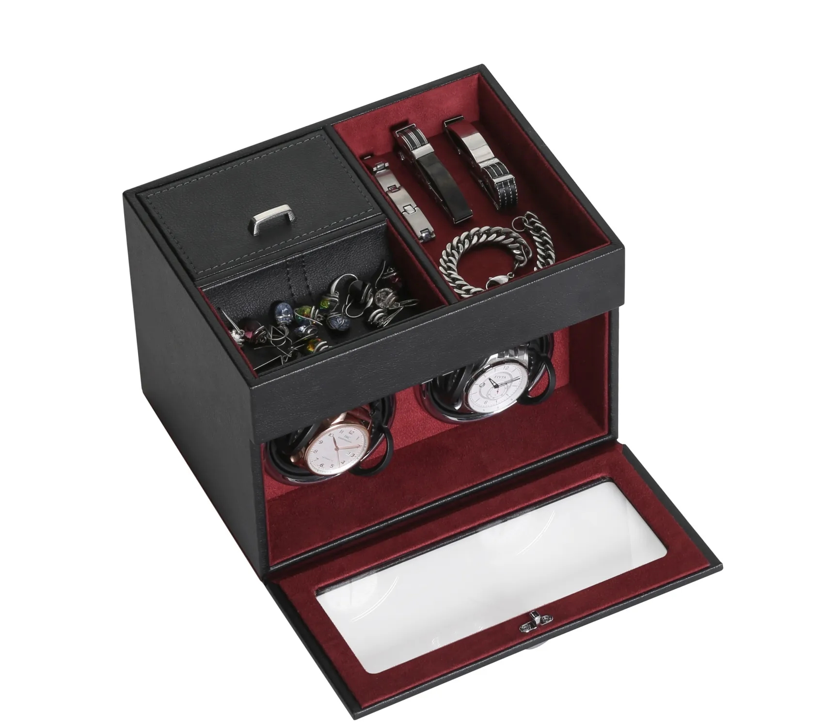 Multi-Function 2-Slot Watch Winder Jewelry Storage Box 4