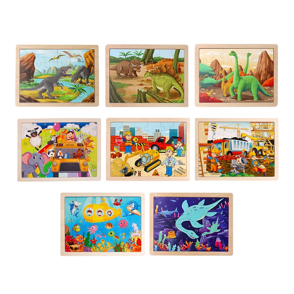 Preschool Jigsaw Puzzles W/ Wooden Storage Tray For Kids 2