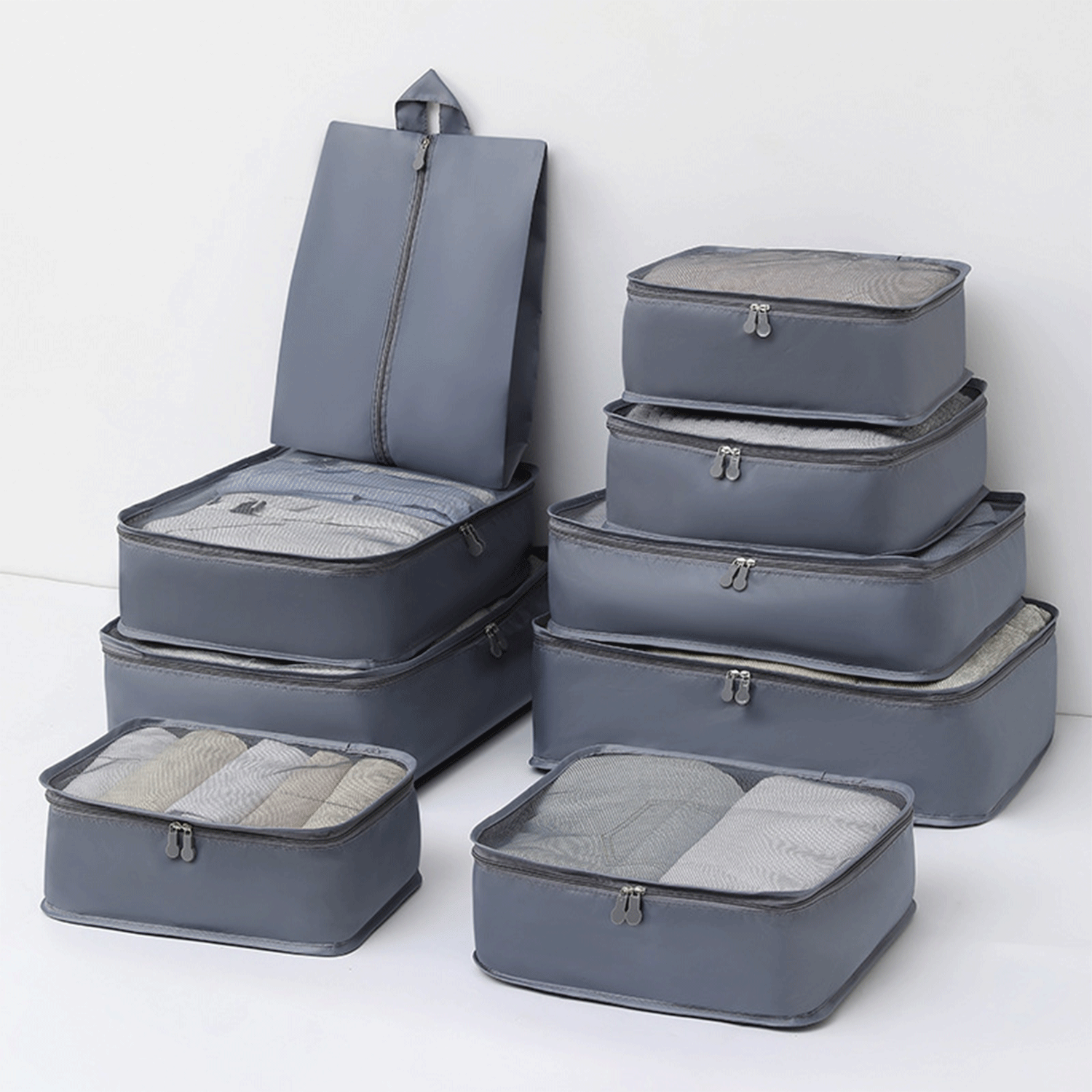 9-Piece Set Travel Storage Packing Cubes Luggage Organizers 4