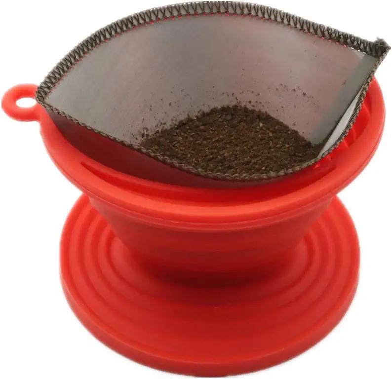 Collapsible Silicone Portable Reusable Coffee Dripper w/ Carry Clip 7