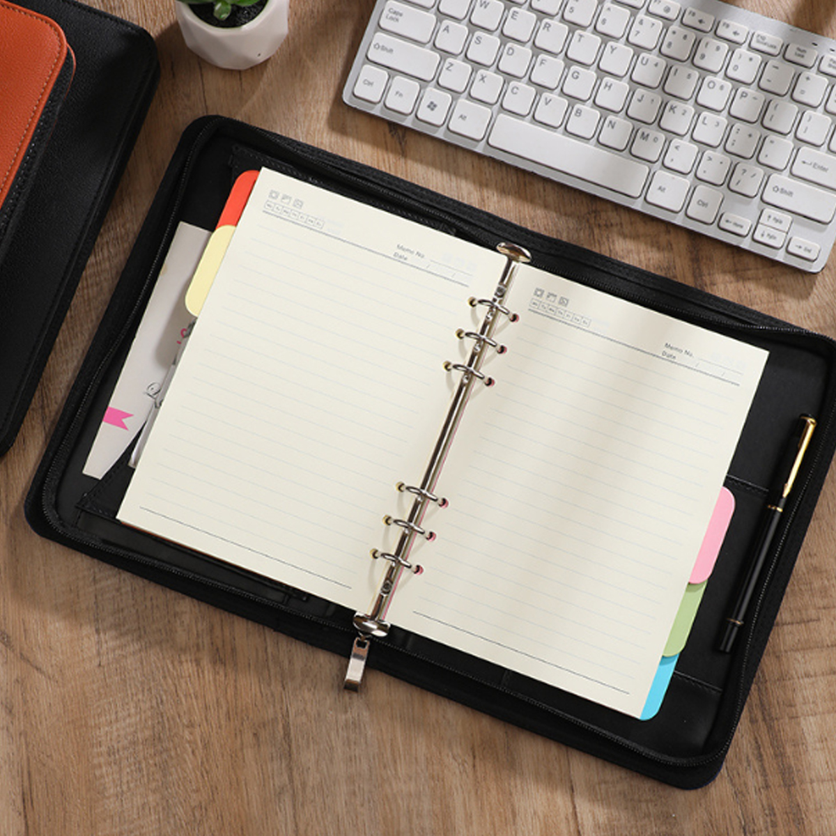 A5 Zippered PU Leather Business Notebook Organizer 3