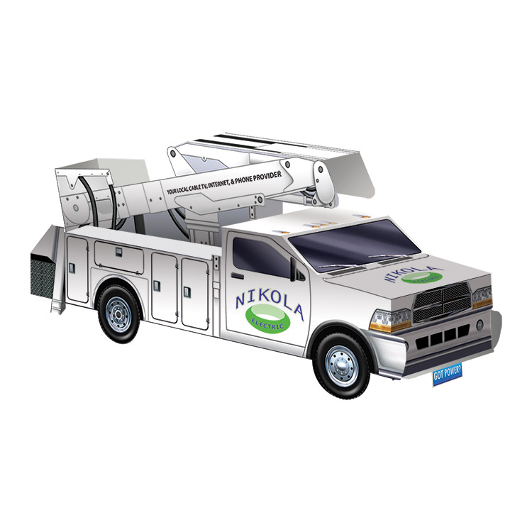 Custom Printed Paper Stock Pop-Up Electric Bucket Truck
