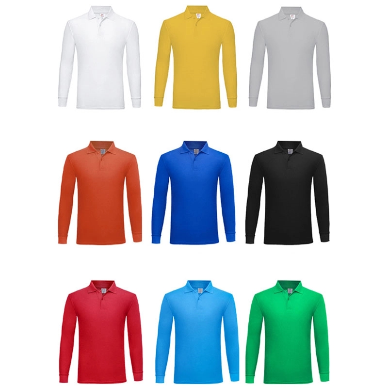 Custom Men's Long Sleeve Polo Shirts Regular-Fit Cotton 2