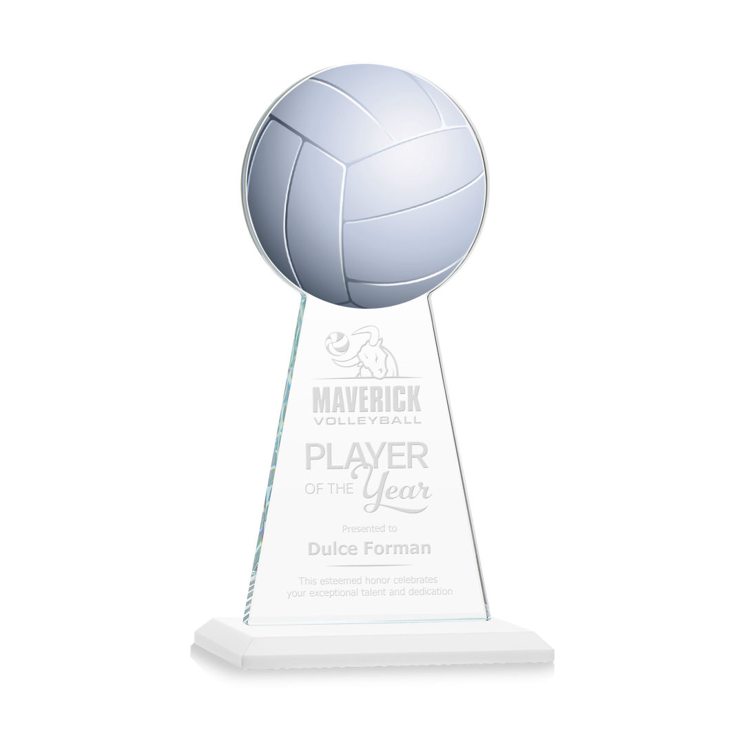 Edenwood Volleyball Award - White, custom award with logo imprint 2