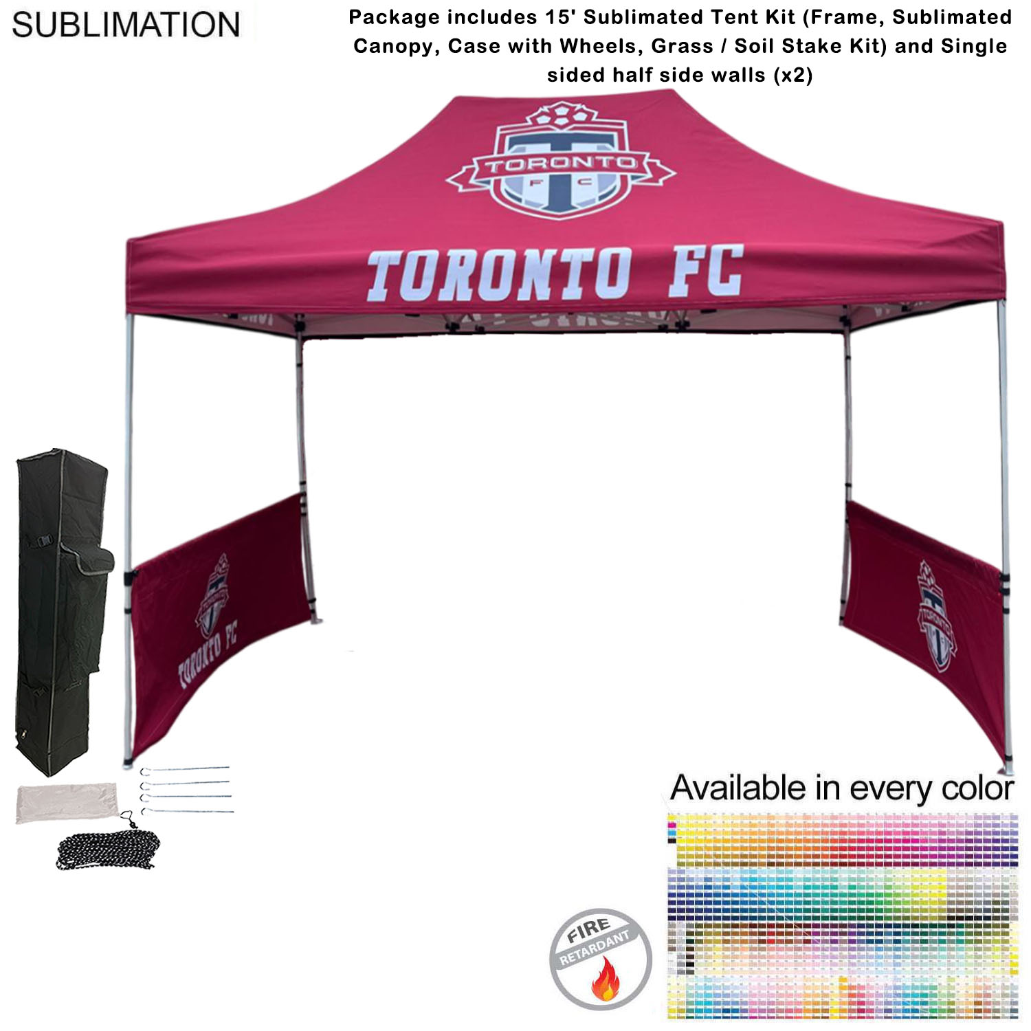 Tent Sidewalls Package,15' Sublimated Tent Kit and 2 Half single sided sidewalls 19