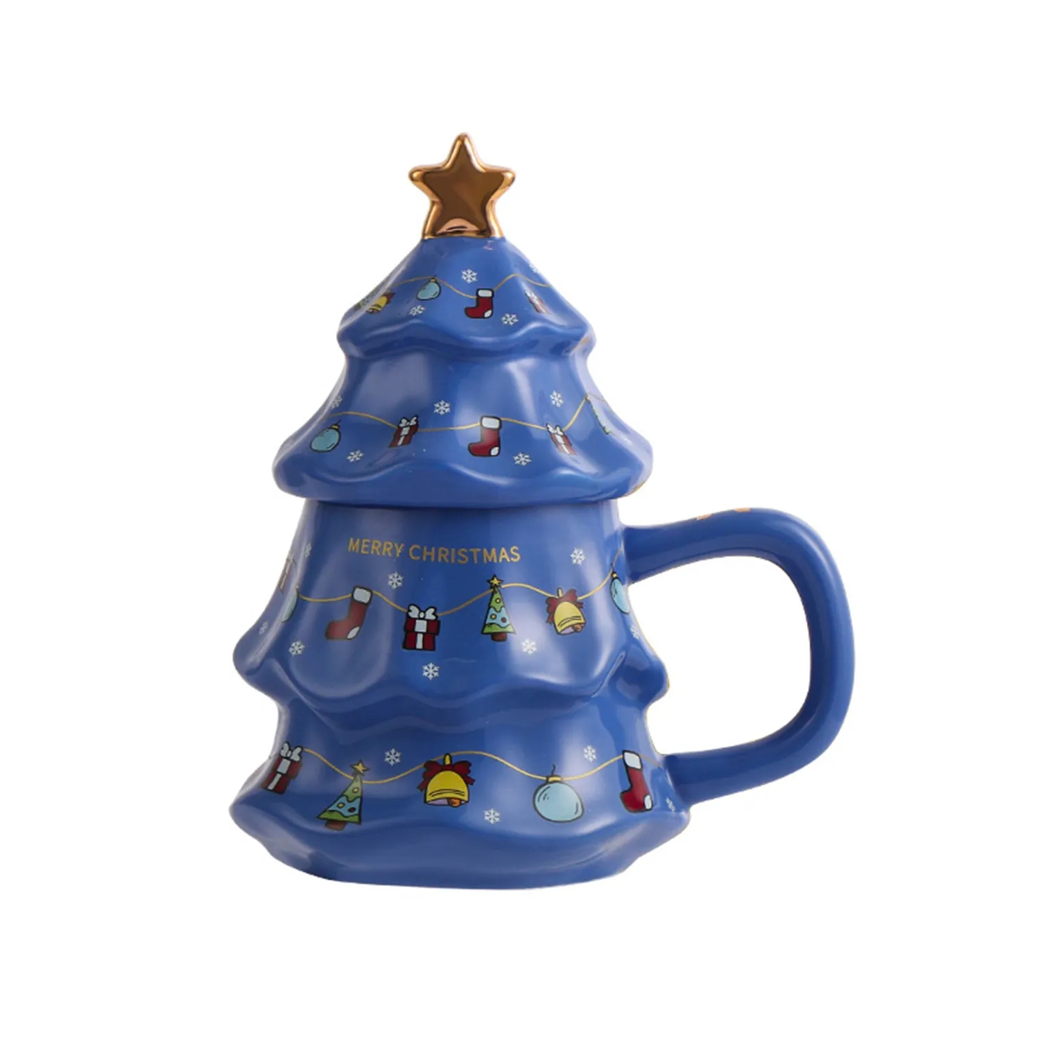 Christmas Tree Ceramic Mug with Lid 7