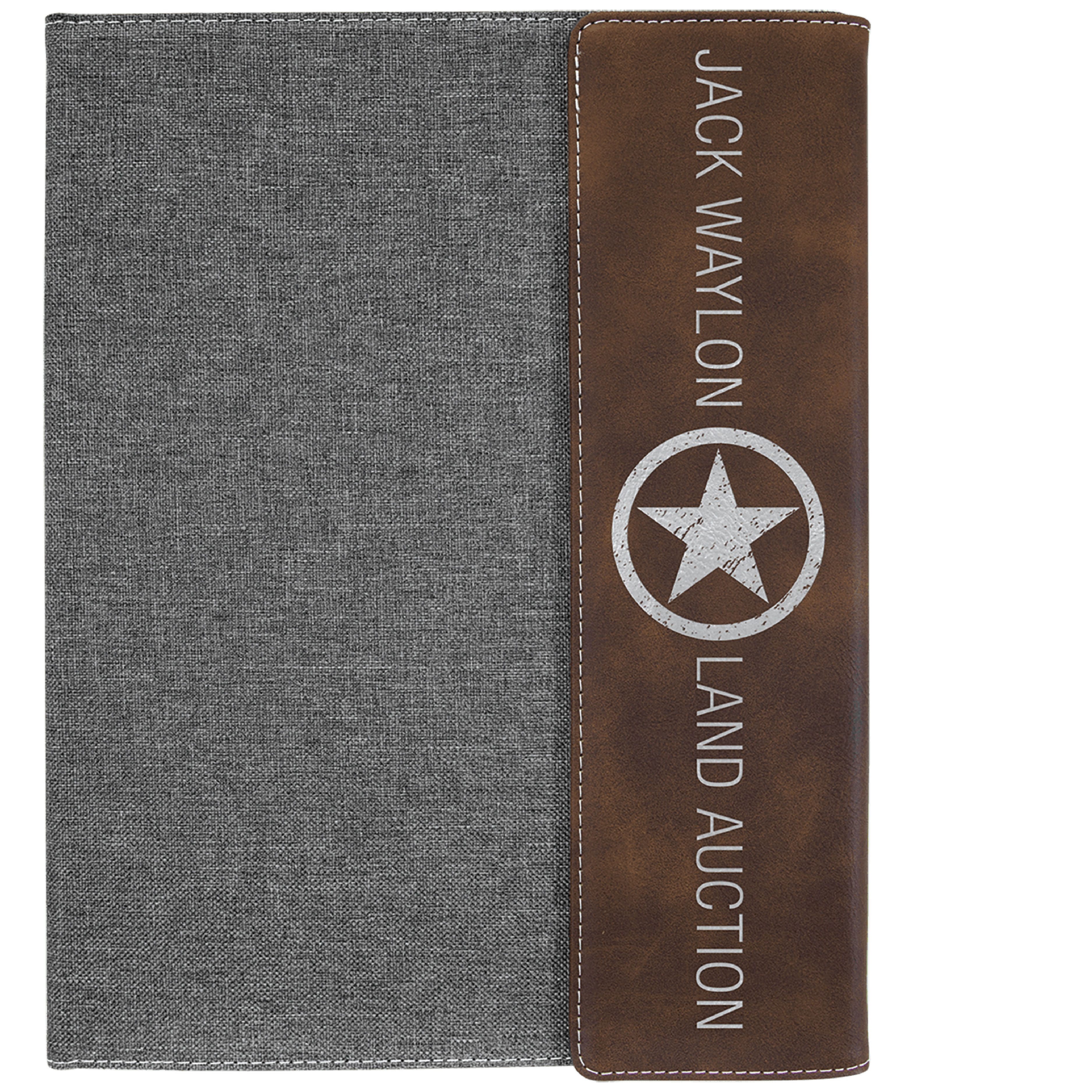 9" x 12" Rustic/Silver Leatherette & Gray Canvas Portfolio