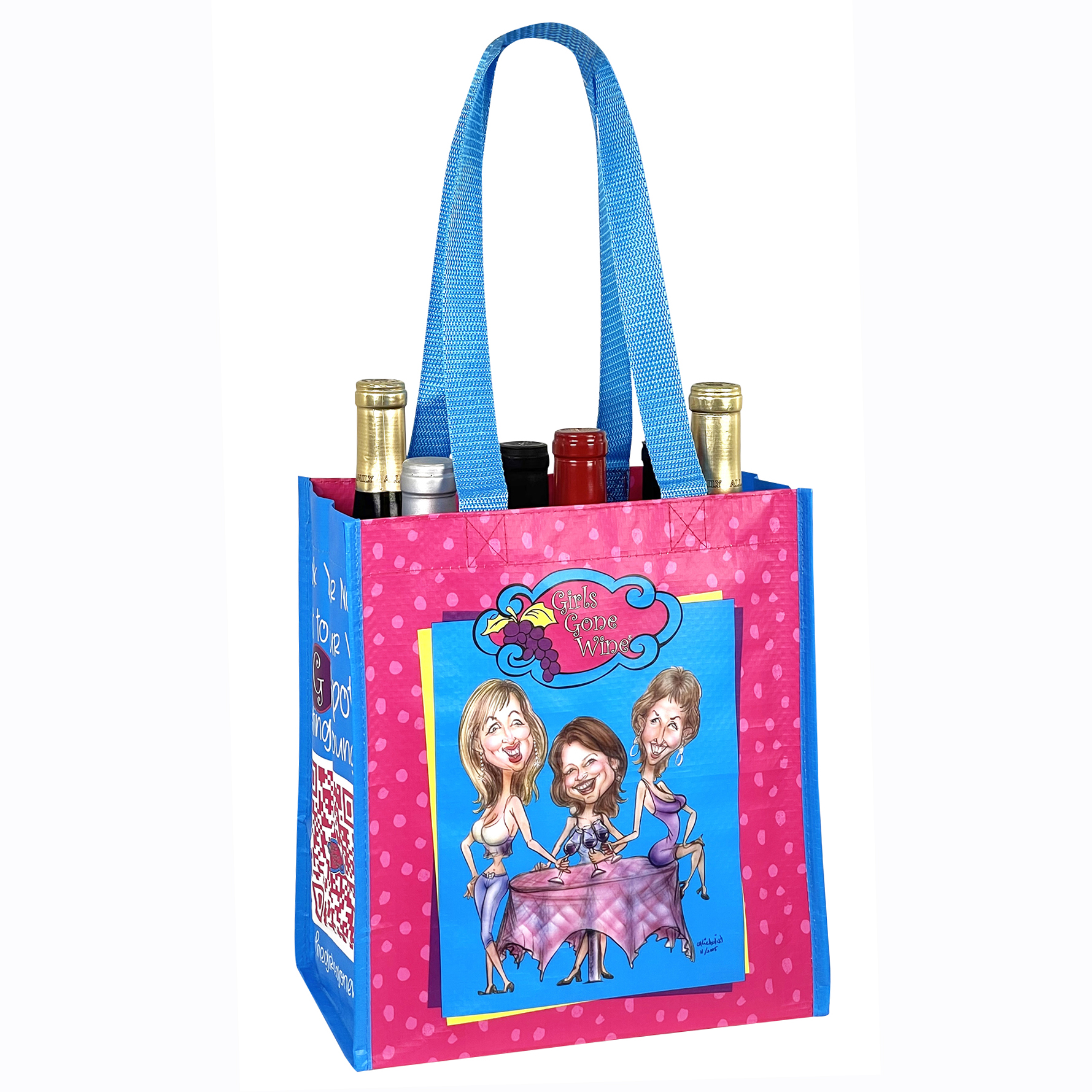 Custom 145g Laminated Woven 6-Bottle Wine Tote Bag 10"x11"x7" 1