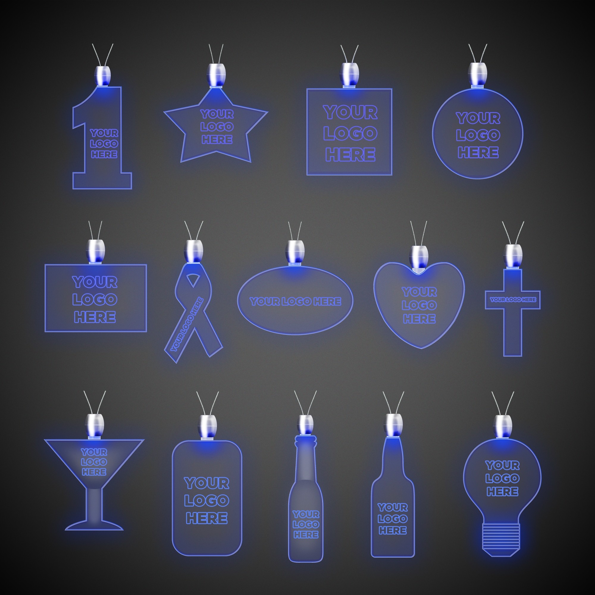 Oval Blue Light-Up Acrylic Pendant Necklace 5