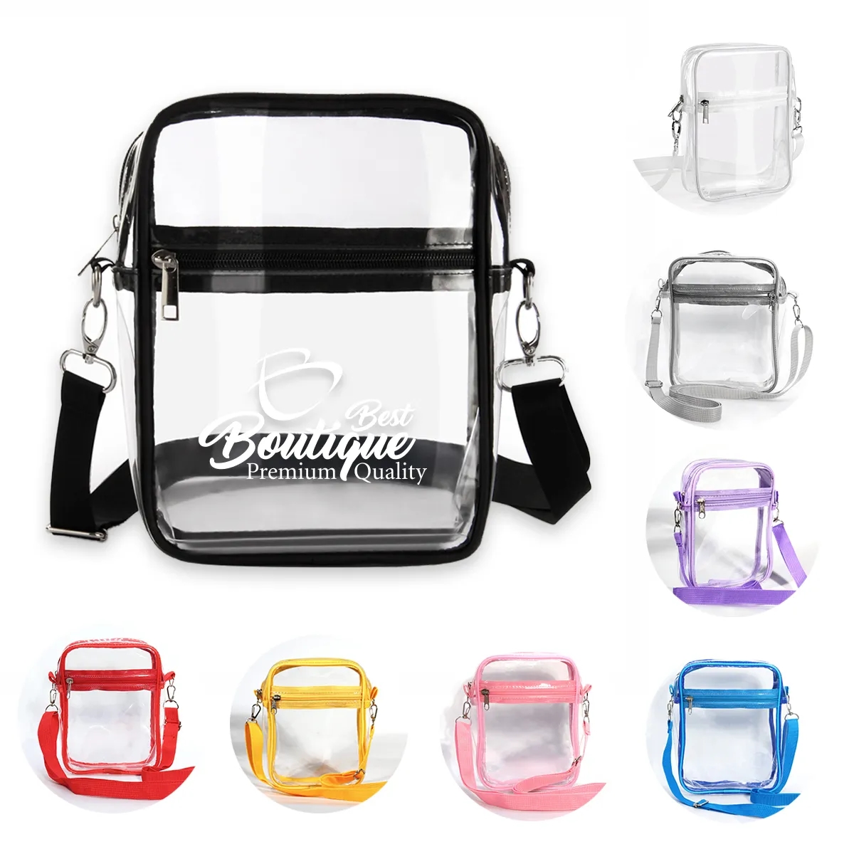 Clear PVC Crossbody Bag Stadium Approved Messenger Bag Purse 5