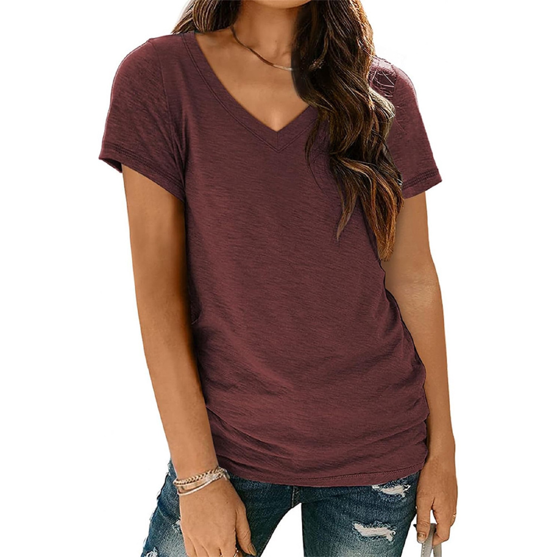 T Shirts Short Sleeve V Neck Tees for Women 7