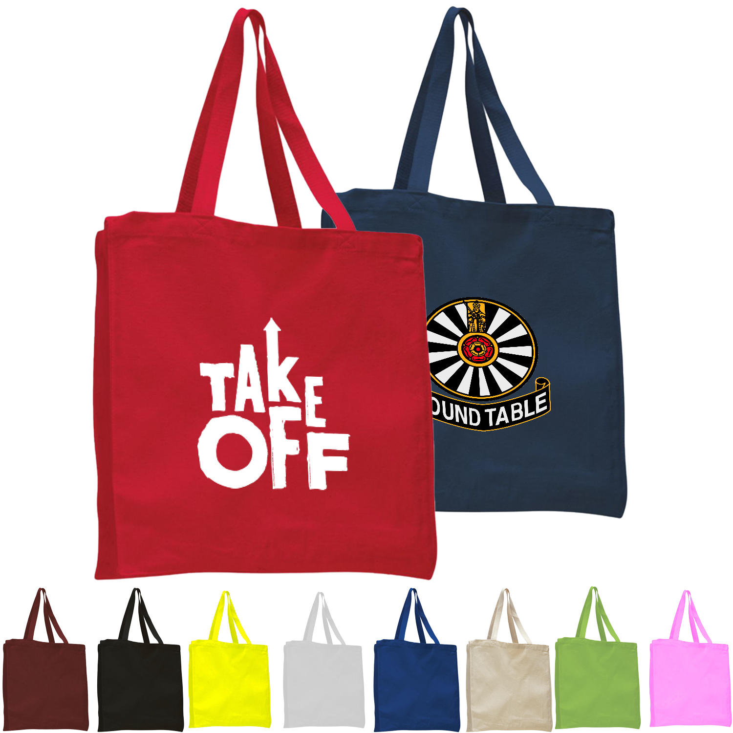 12 oz. Cotton Canvas Shopper Tote Bag with Gusset USA Decorated (14" x 15") 1