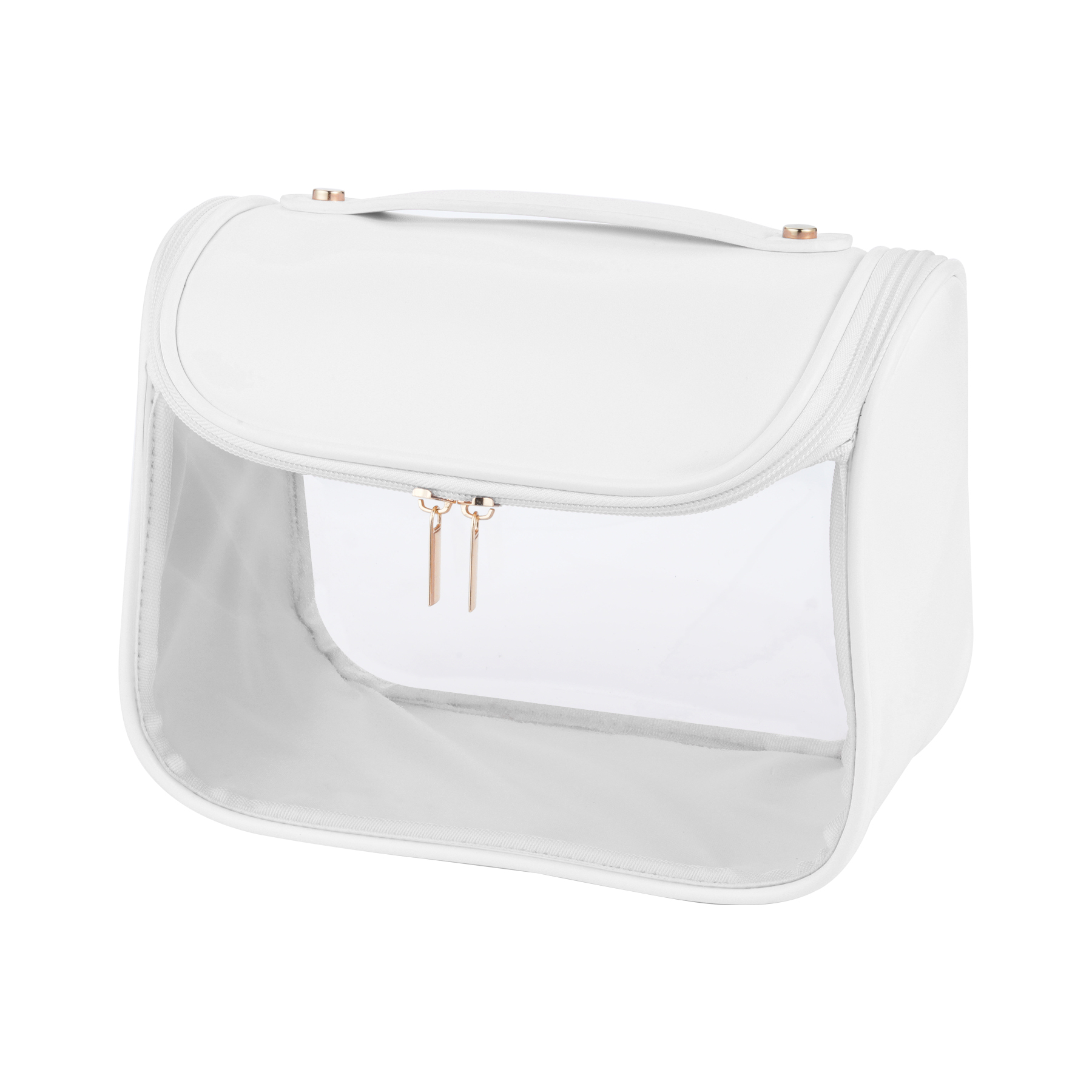 Hanging PU Leather Toiletry Bag with Clear PVC Window 4