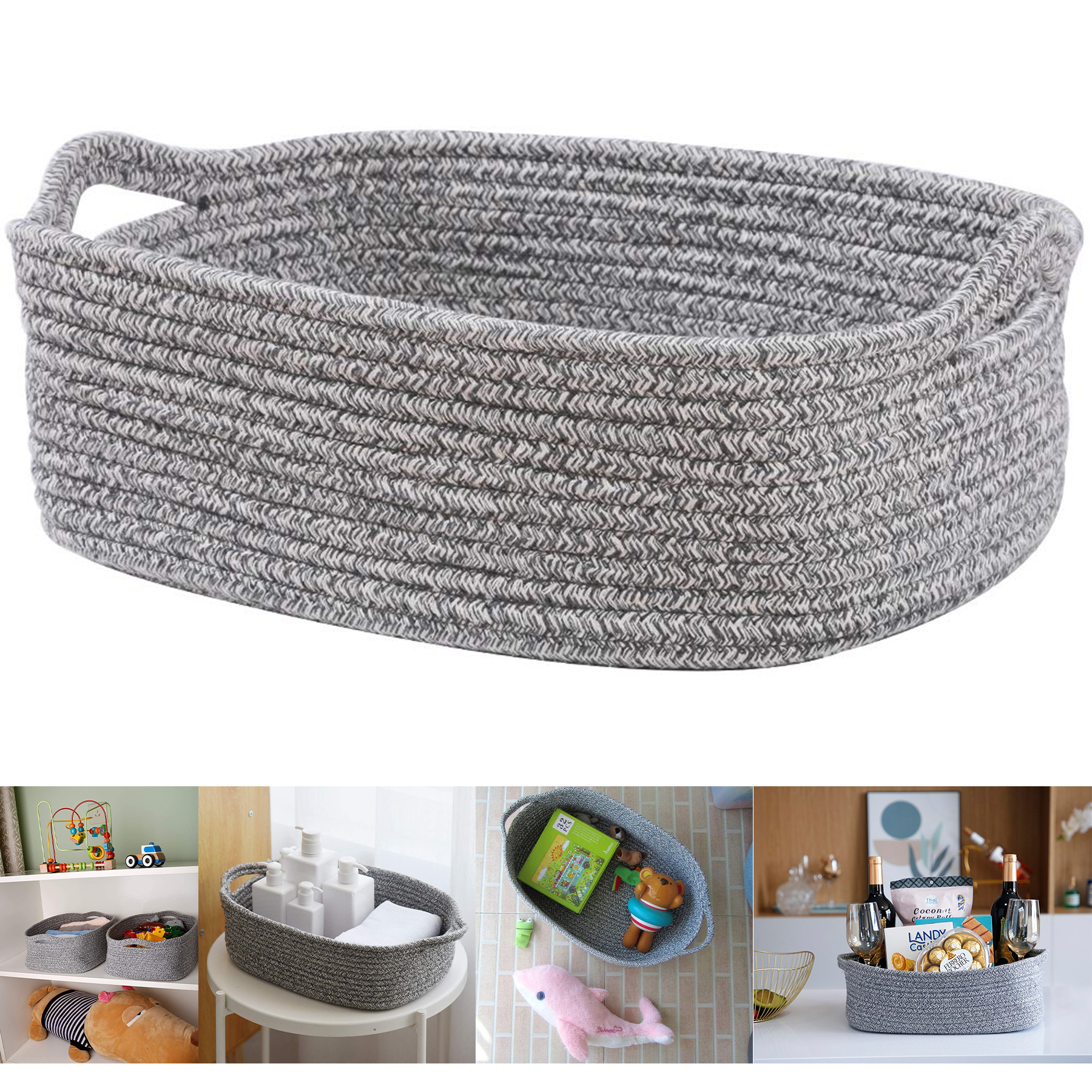 Woven Cotton Rope Storage Basket 2