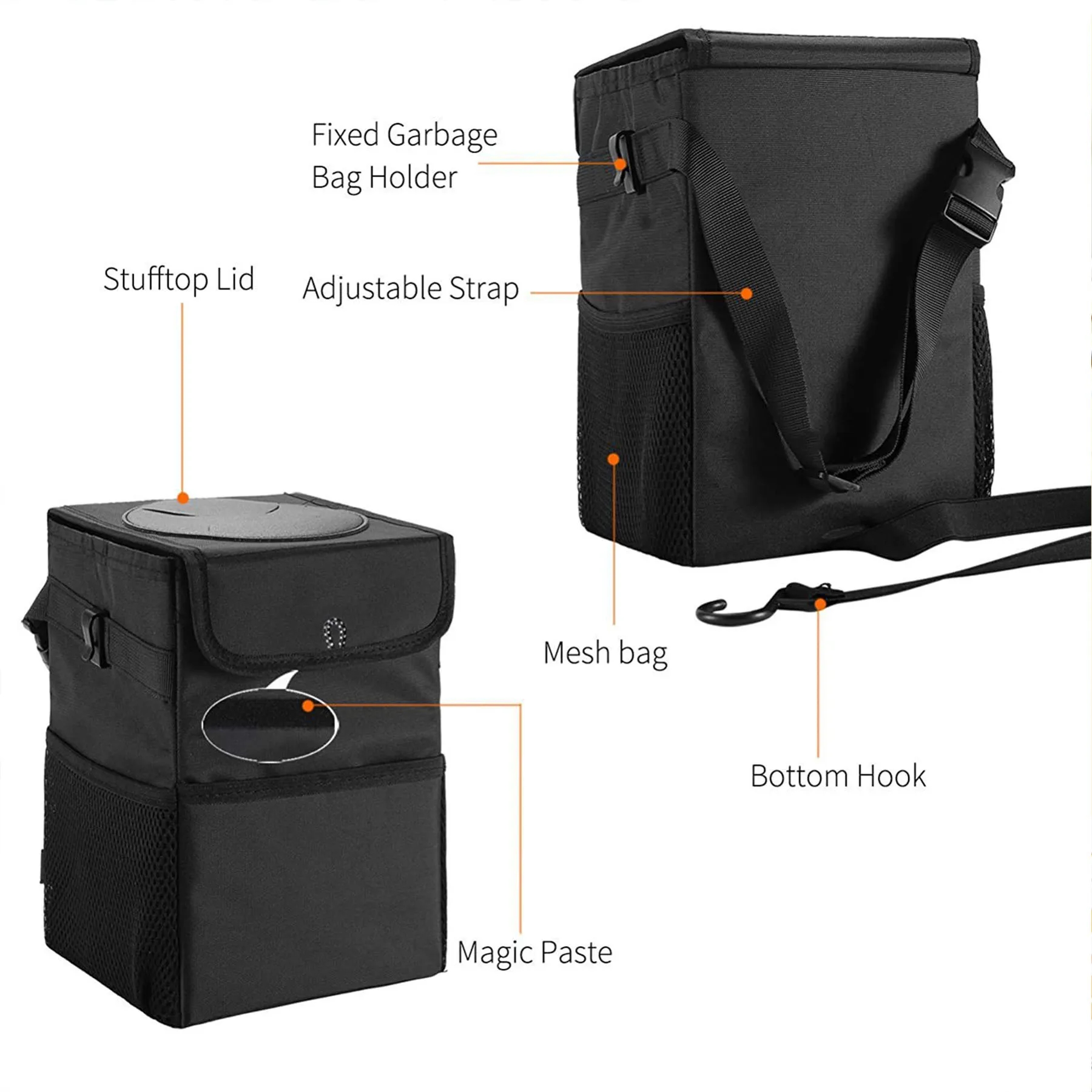 Waterproof Car Trash Can with Lid 1