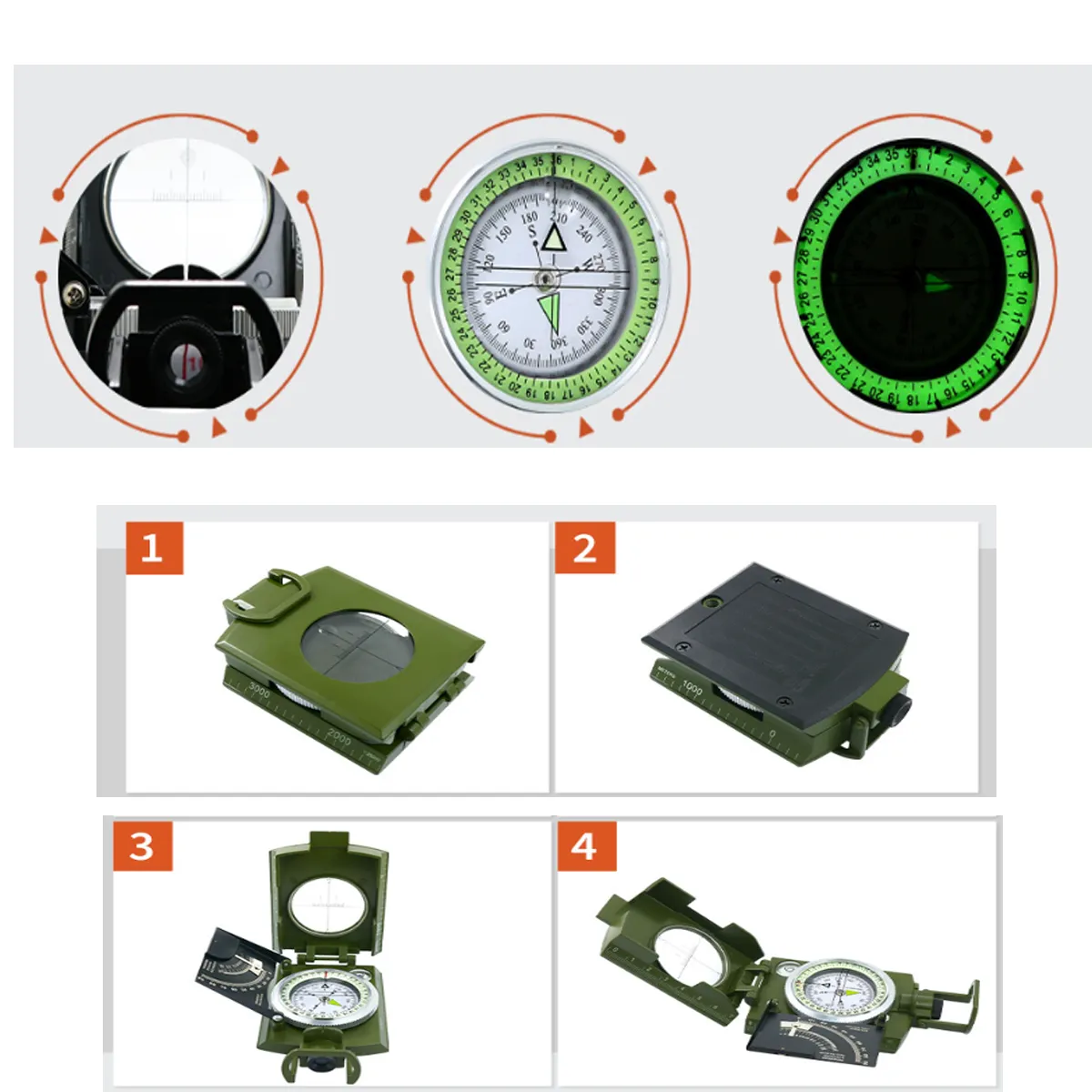 Luminous Multifunctional Geological Compass With Clinometer 2