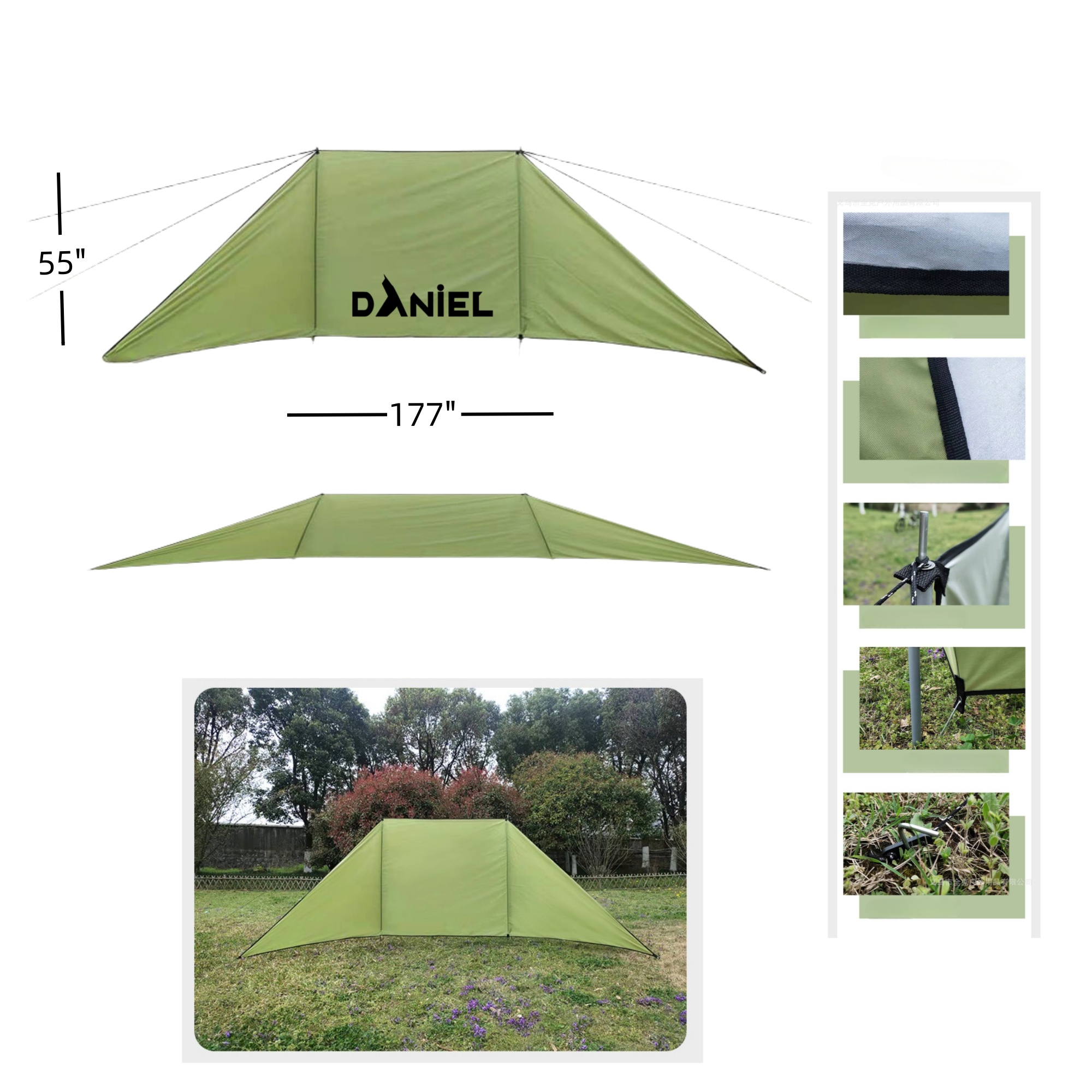 177" x 55" Trapezoidal Outdoor Wind Protection 2