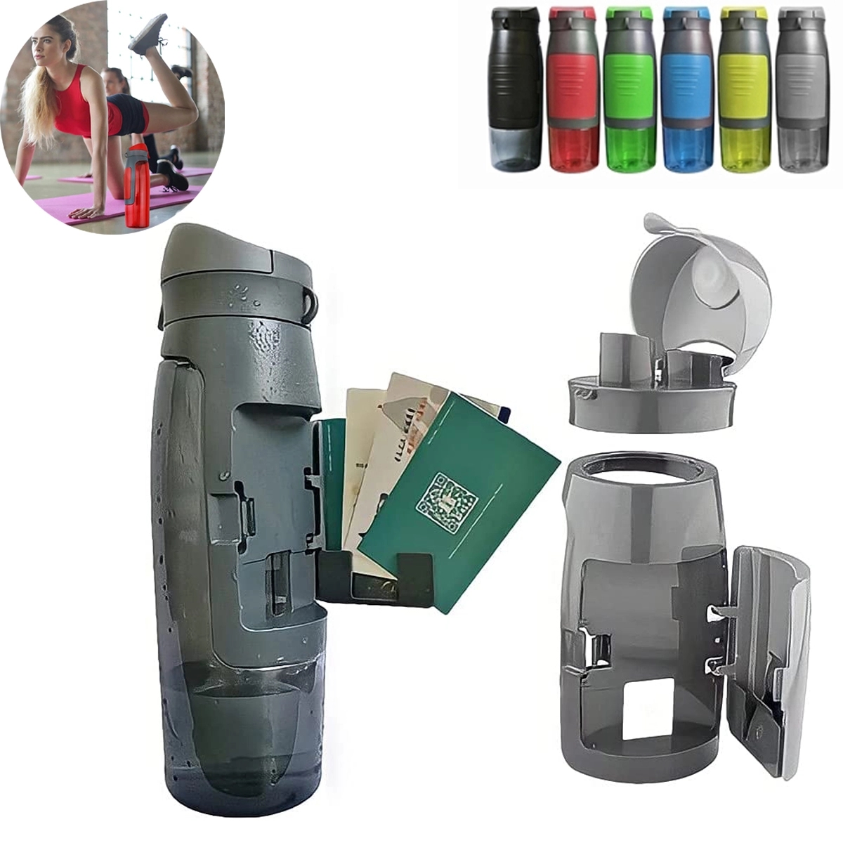 Water bottle with storage compartment, 25 oz, BPA free 1