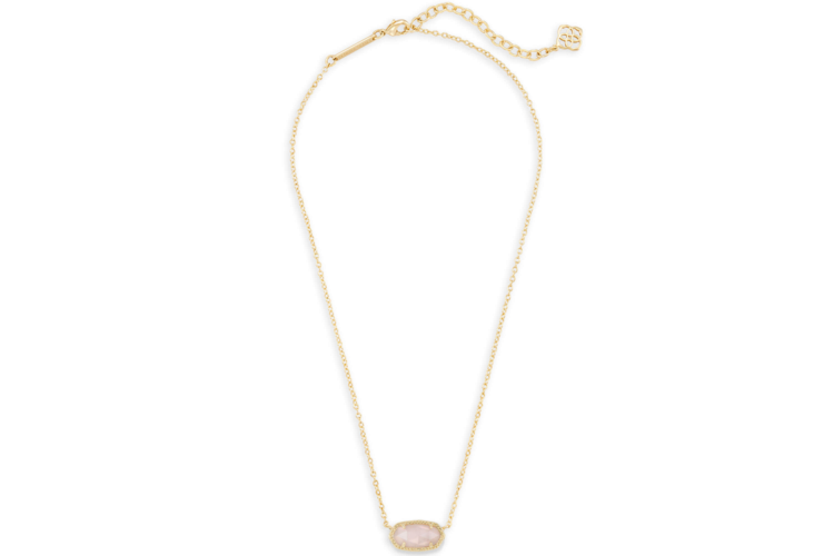 Kendra Scott Elisa Gold Pendant Necklace in Rose Quartz 2