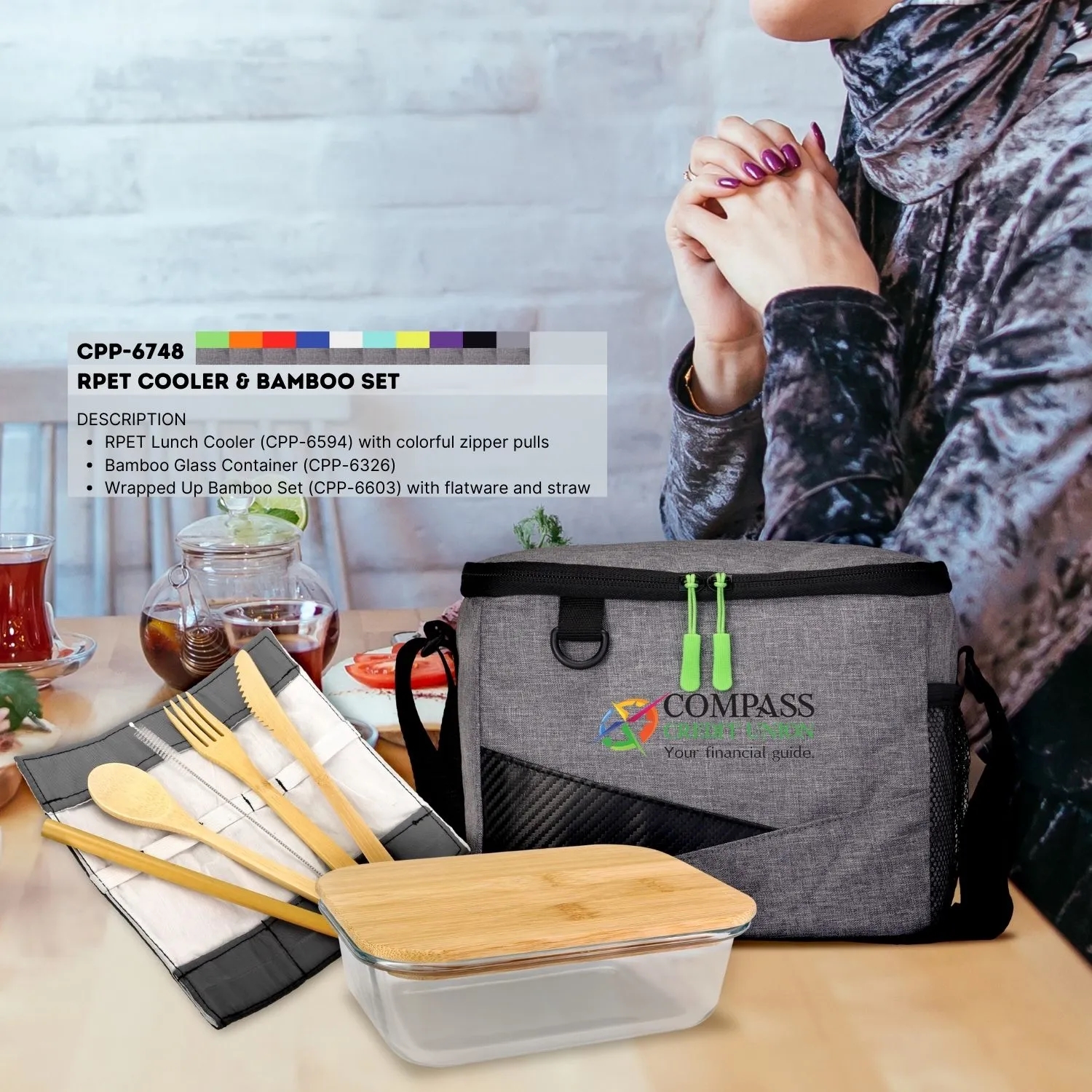 RECYCLED COOLER & BAMBOO SET 24