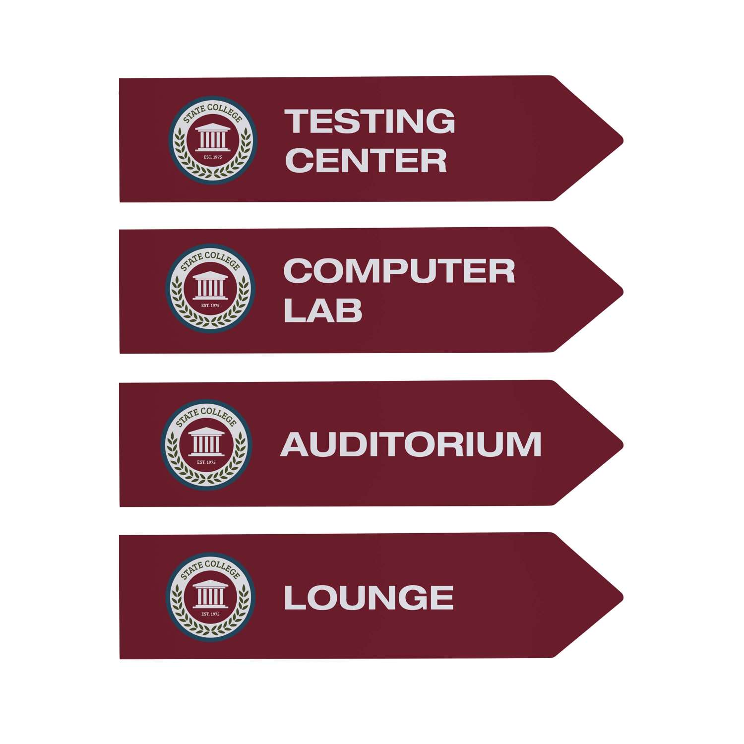 Wayfinding Arrow Sign Post Set of Four Graphic Signs 1