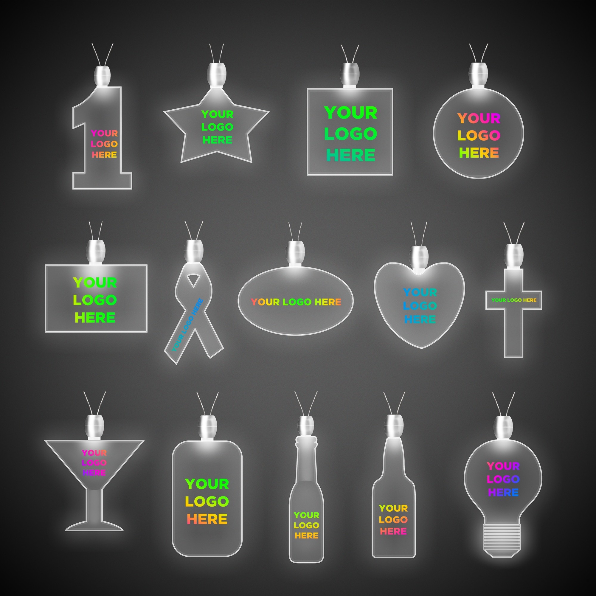 Oval White Light-Up Acrylic Pendant Necklace