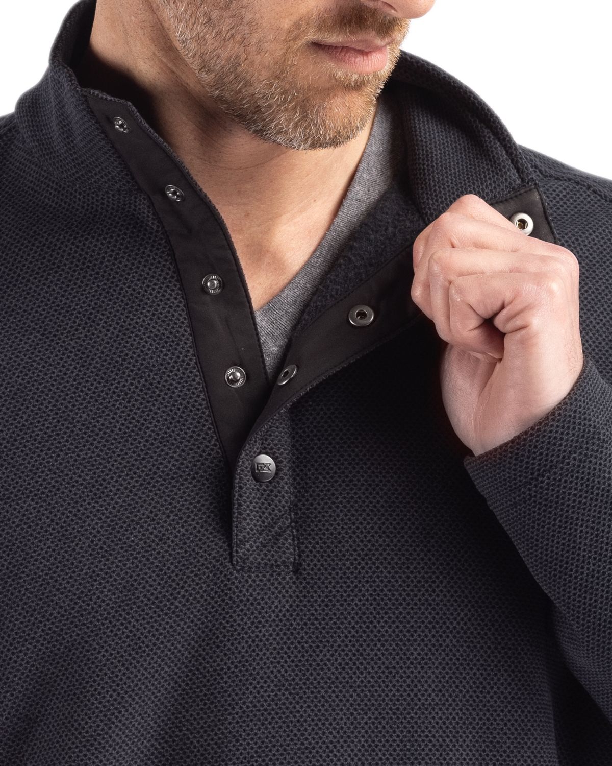 Hunts Point Eco Textured Fleece Recycled Mens Snap Pullover